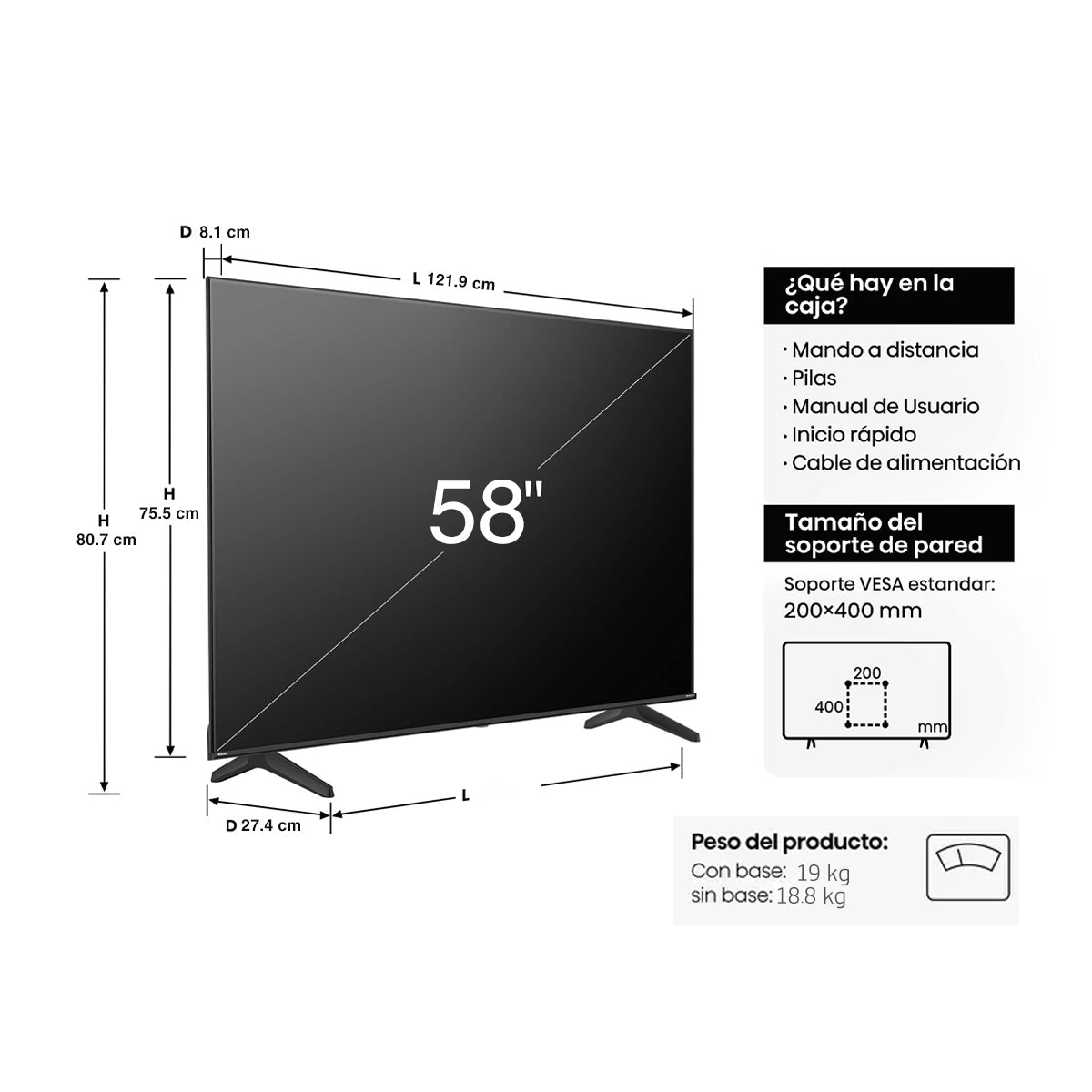 Pantalla QLED Hisense Smart 4K UHD - 58"