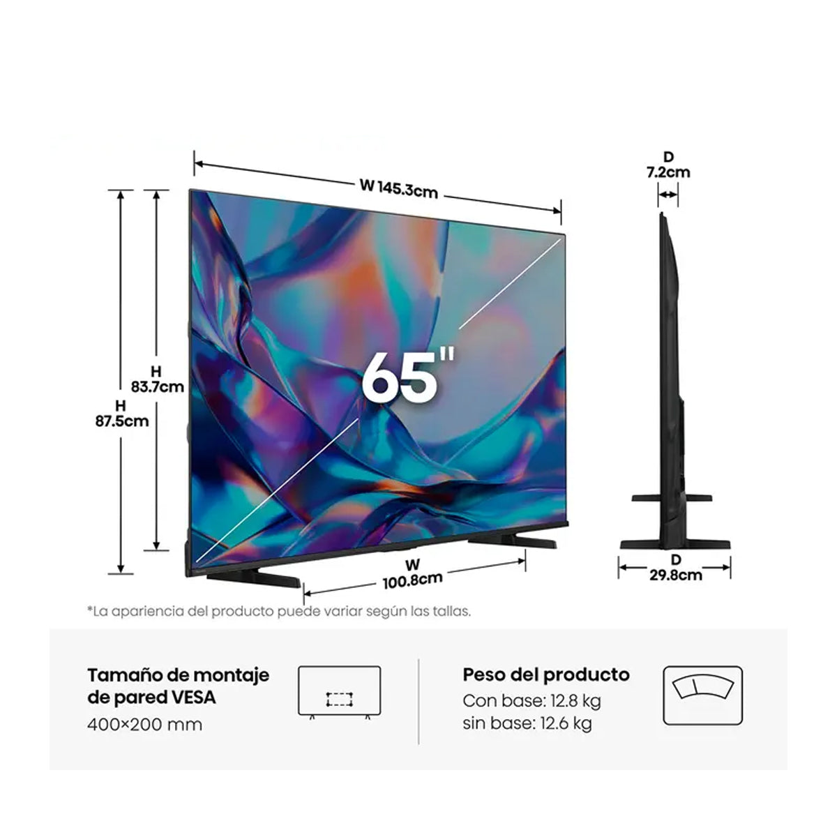Pantalla QLED Hisense Smart 4K UHD - 65"
