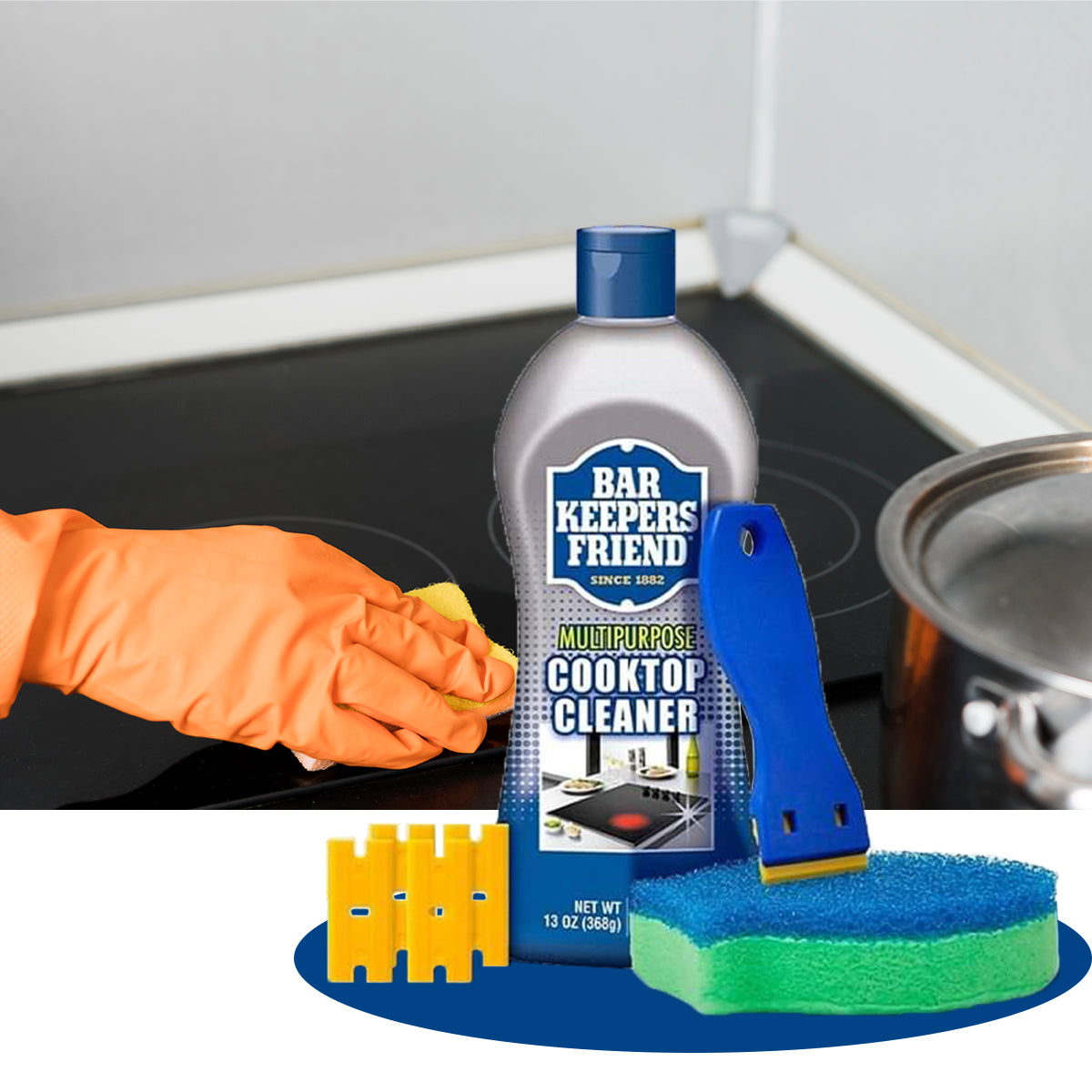 Kit De Limpieza BKF Limpia vidrio, cerámica e inducción- 4pzs