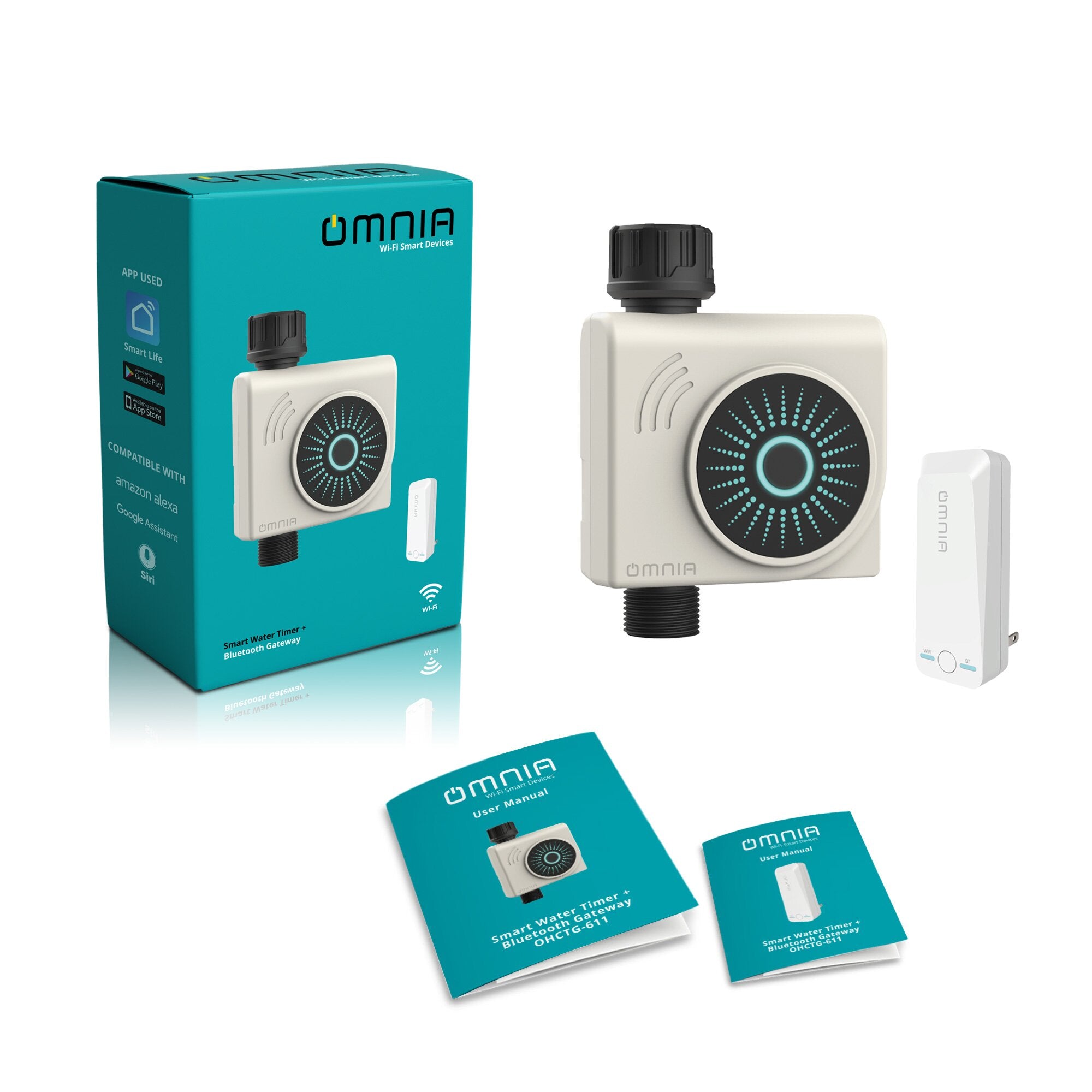 Temporizador de Riego Omnia + Gateway Bluetooth Inteligente WiFi