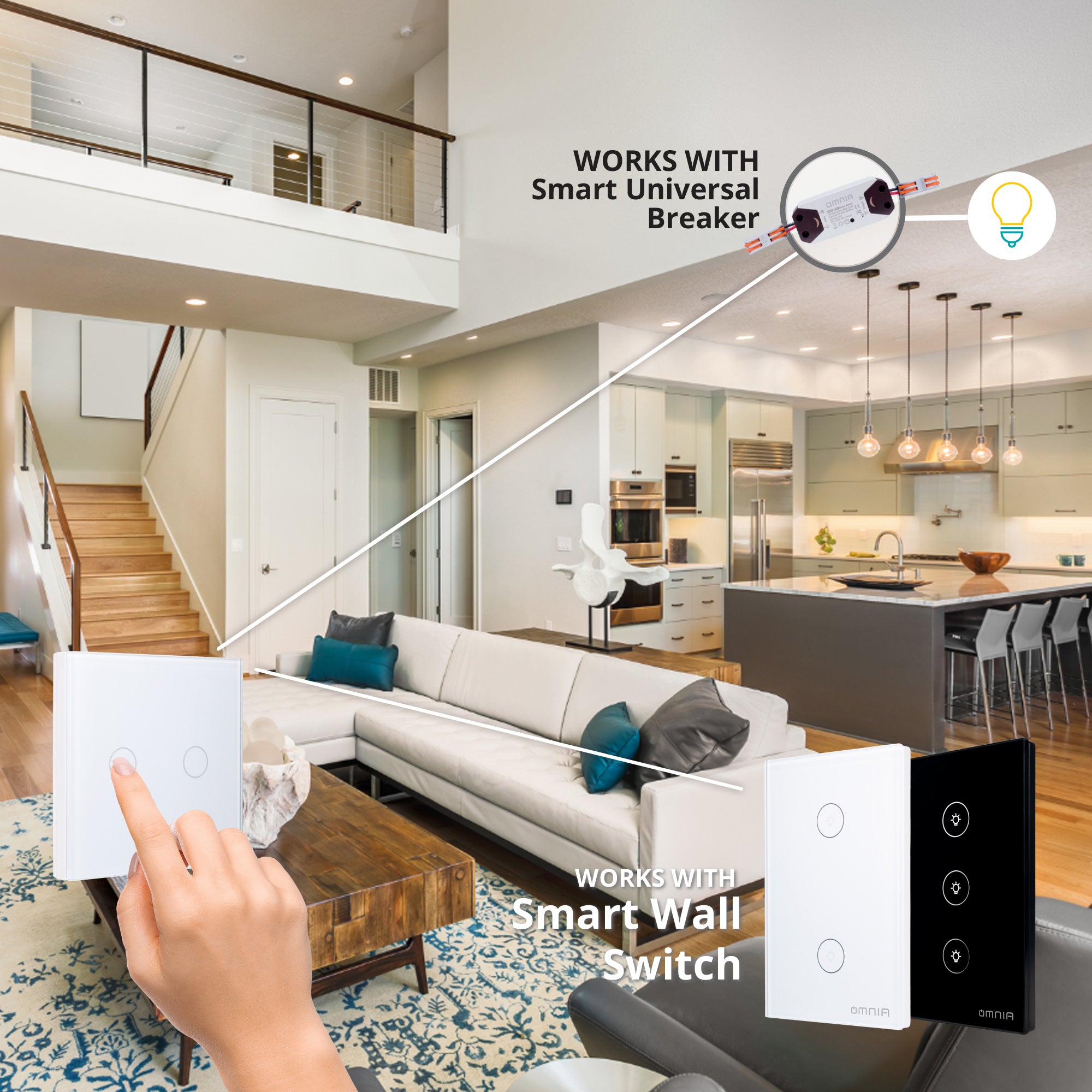 Apagador (Auxiliar) Omnia Inalámbrico RF Blanco- 3 Vías