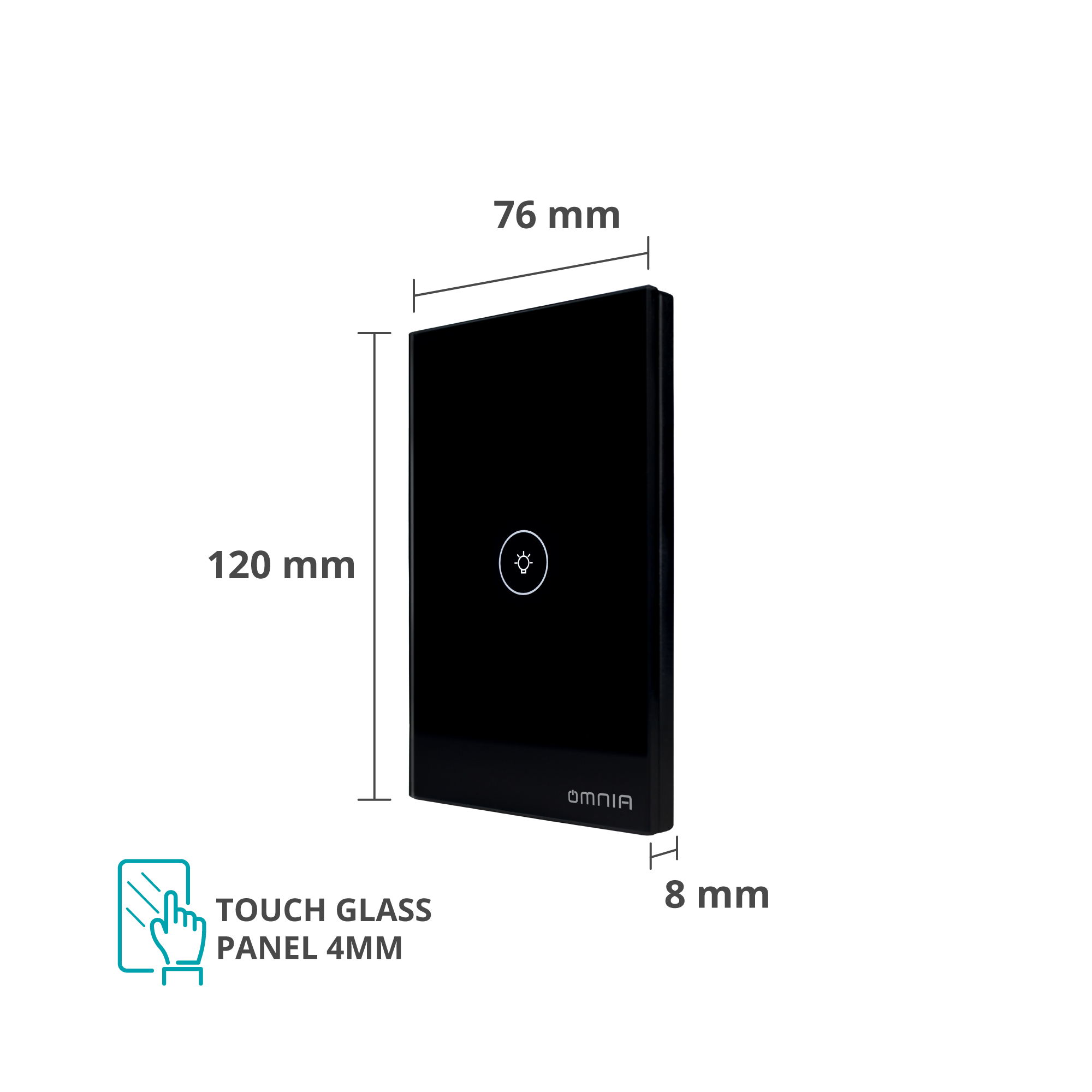 Apagador Inteligente Omnia Híbrido WiFi/RF Negro- 1 Vía