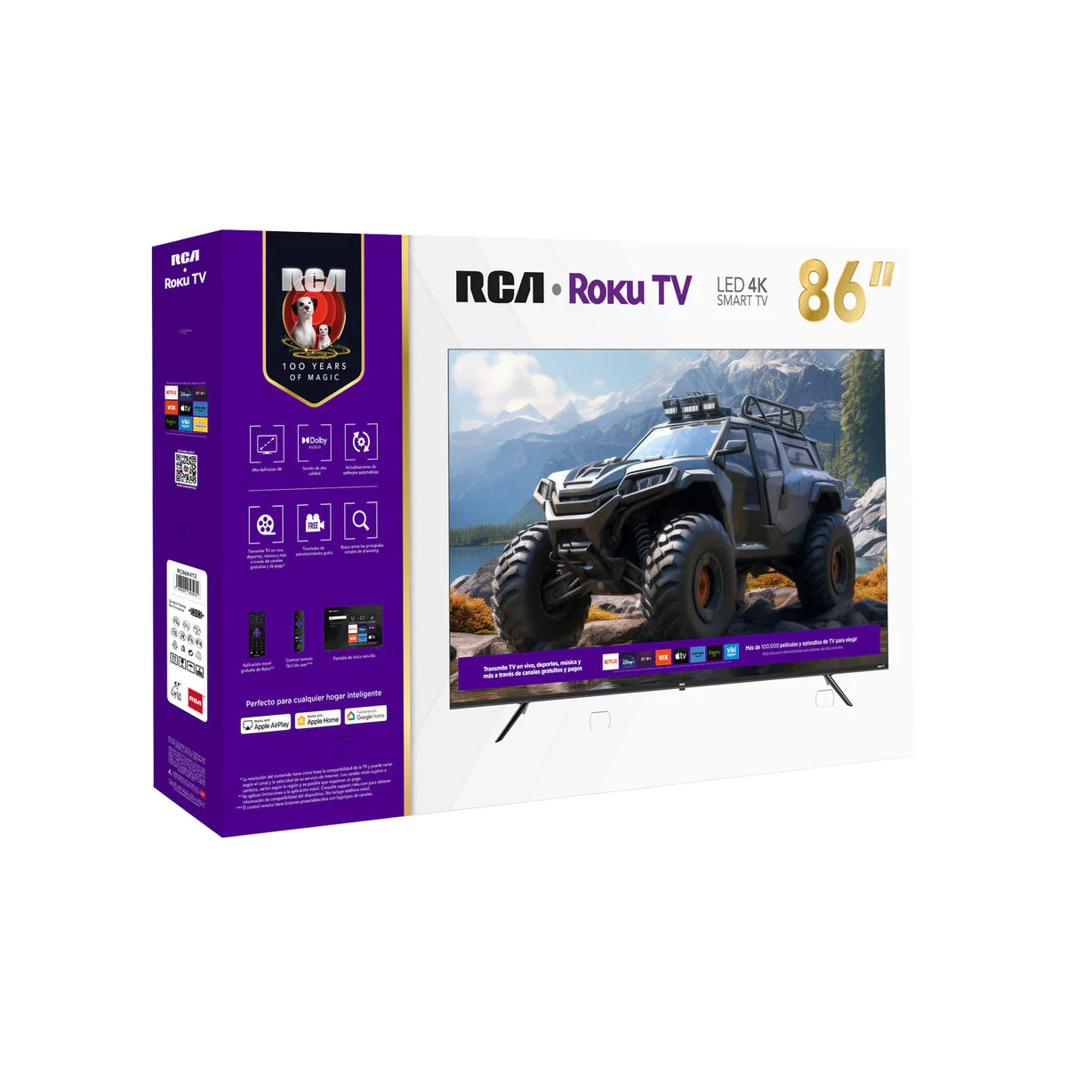 Pantalla RCA LED Smart 4K Roku integrado- 86″