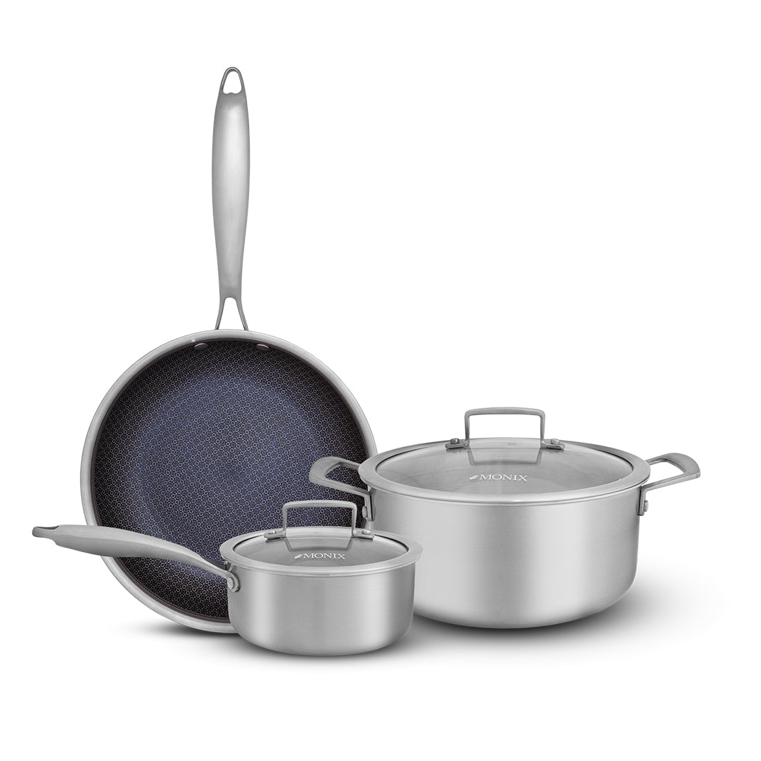 Juego de Ollas Monix Diamond Try-Play Acero – 5 pzs