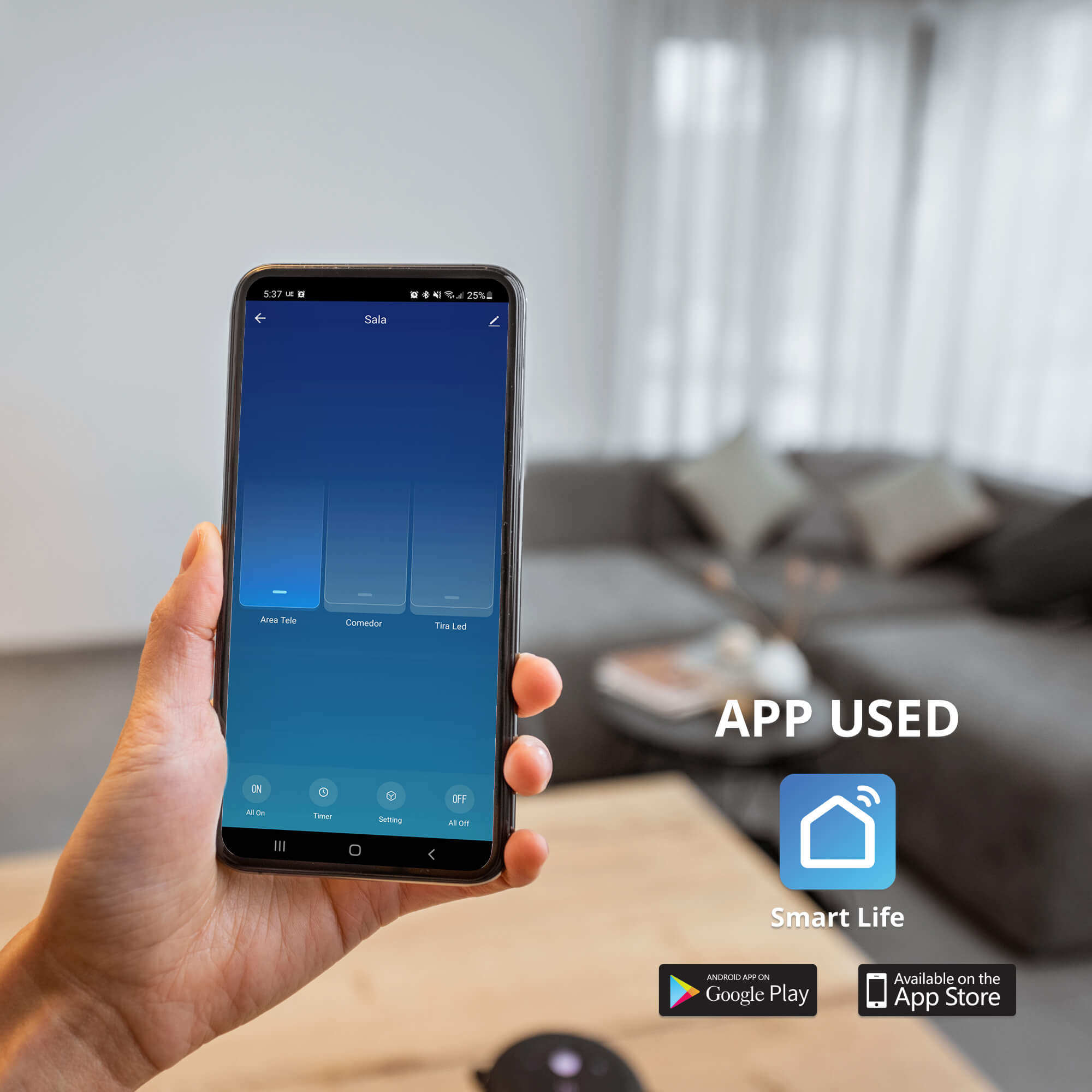 Apagador Inteligente Omnia híbrido WiFi/RF Negro- 3 Vías
