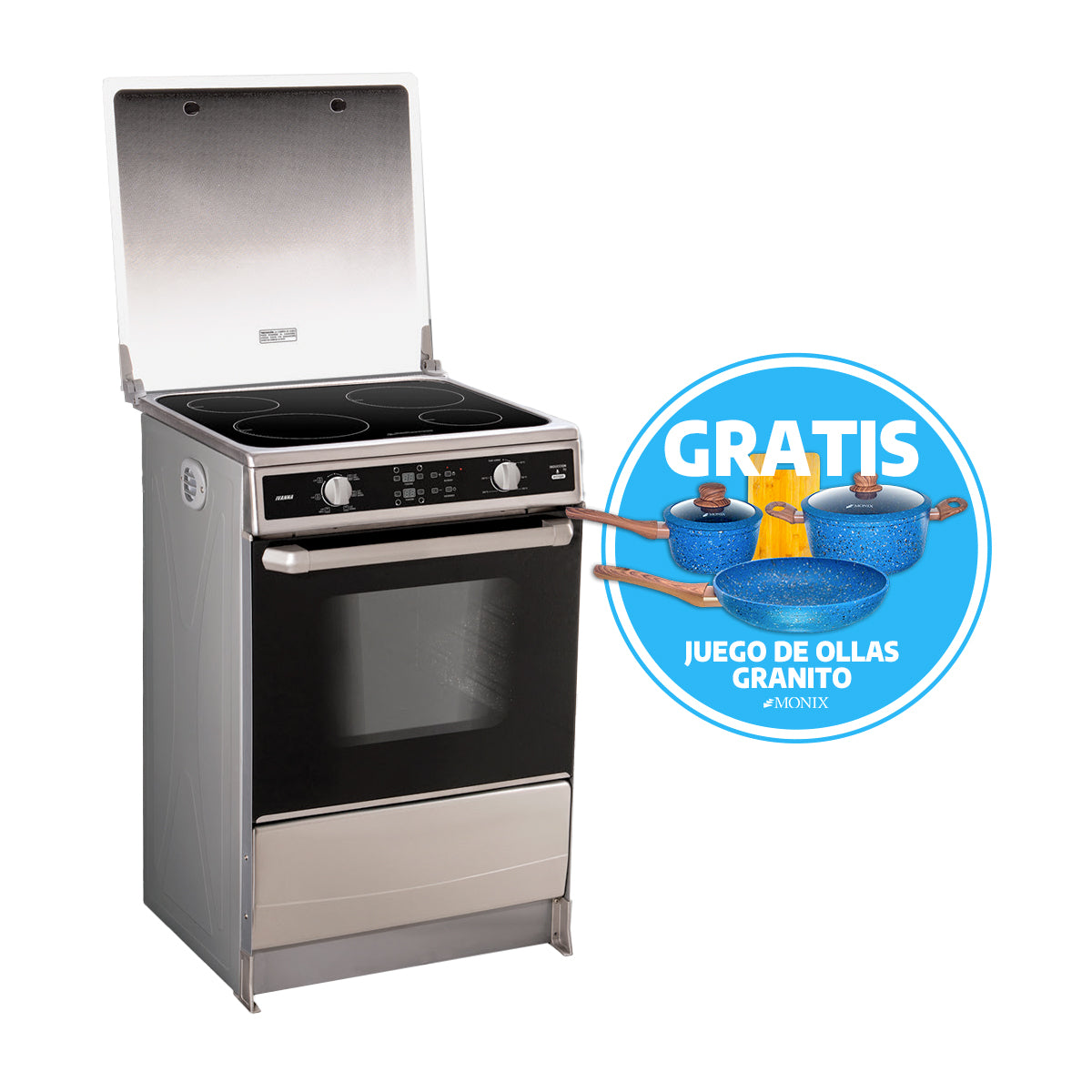 Cocina completa Ecogas Inducción IVANNA 24" Gratis Juego de Ollas 6pz
