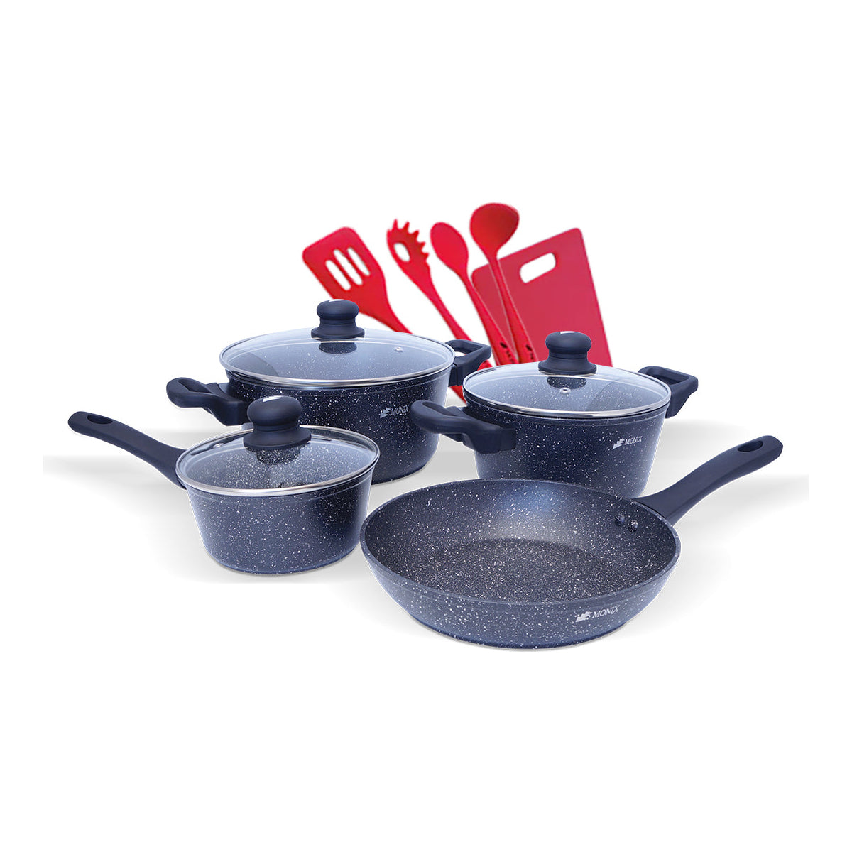 Juego de Ollas Monix Mármol Negro - 12 Pzs