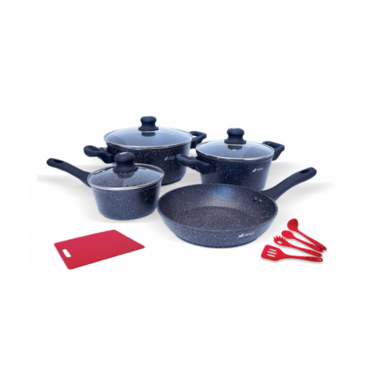 Juego de Ollas Monix Mármol Negro - 12 Pzs