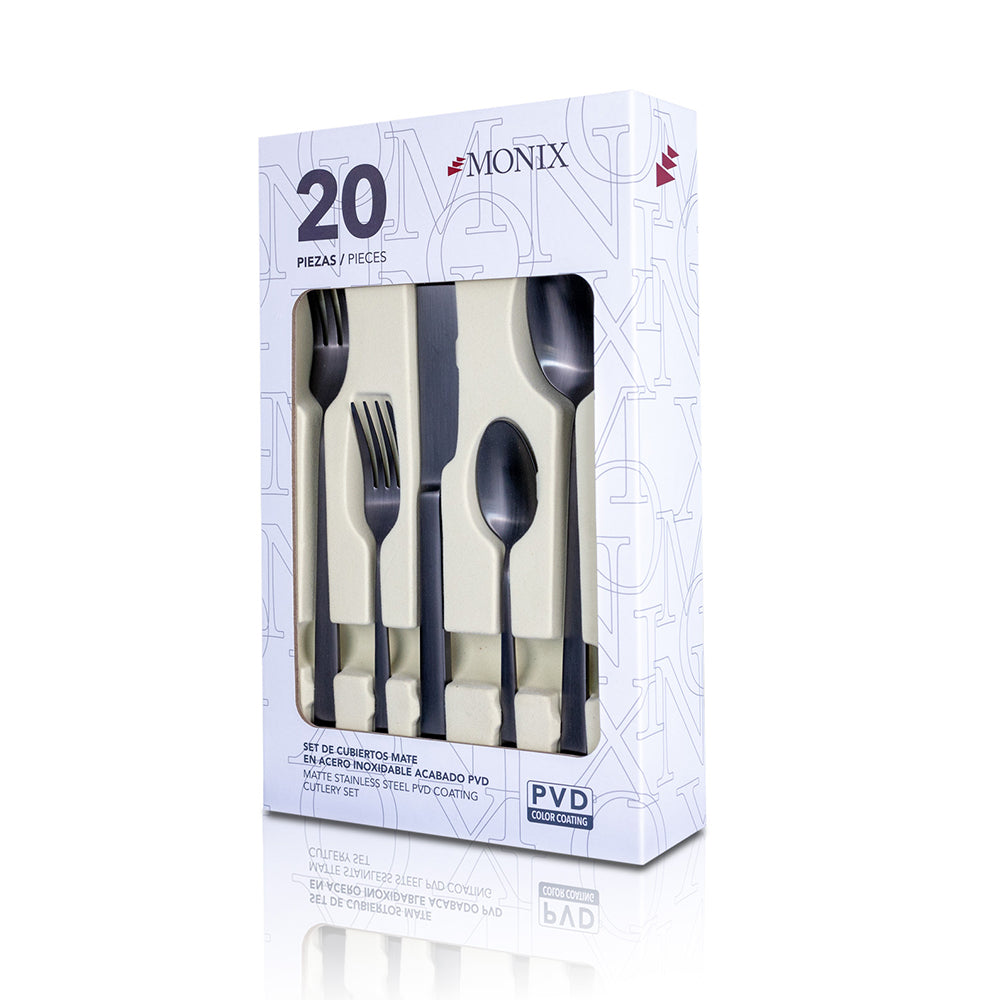 Set de Cubiertos Monix Acero Inoxidable Negro- 20 pzs
