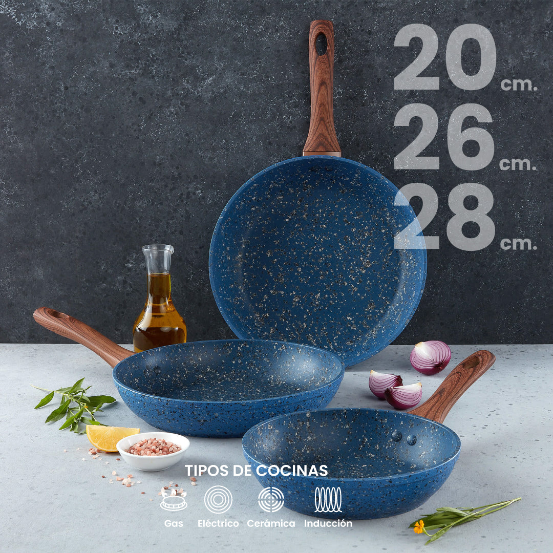 Set de Sartenes Monix Granito Azul - 3pzs
