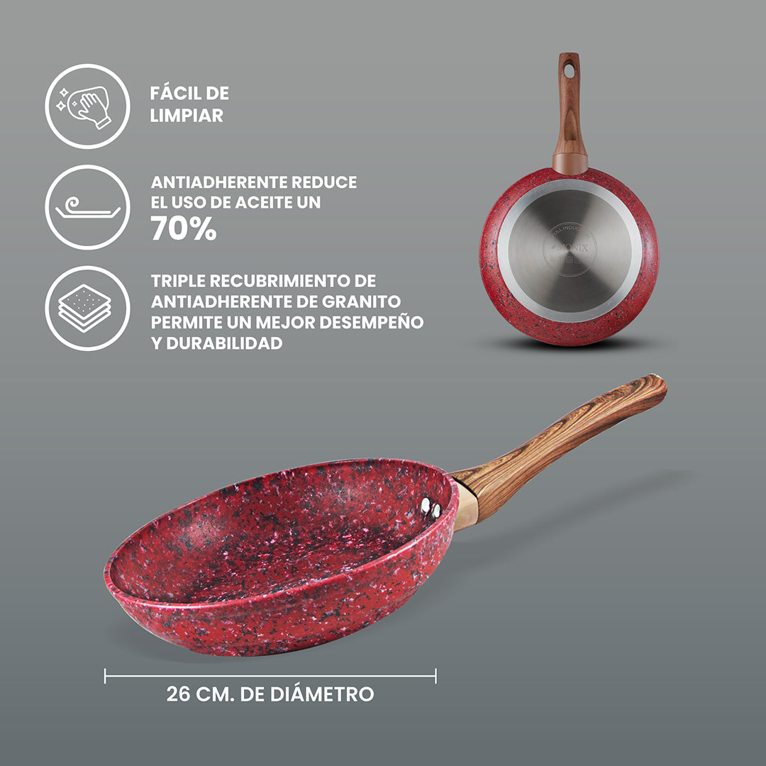 Sartén Monix Granito Rojo - 26 cm