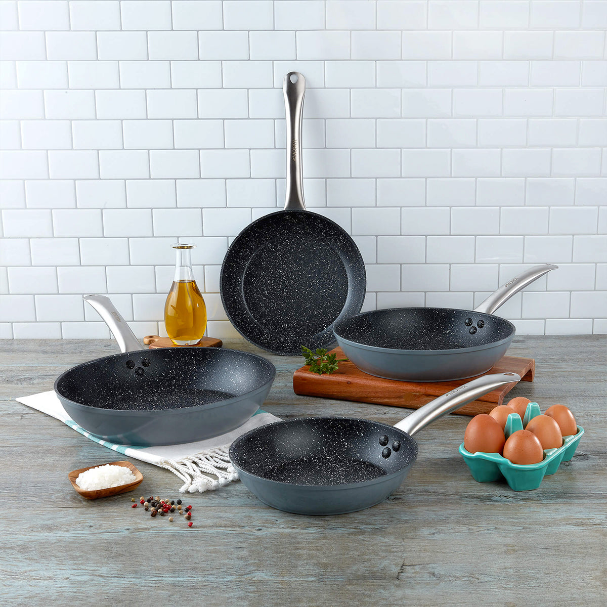 Set de Sartenes Monix Mármol Gris - 4pzs