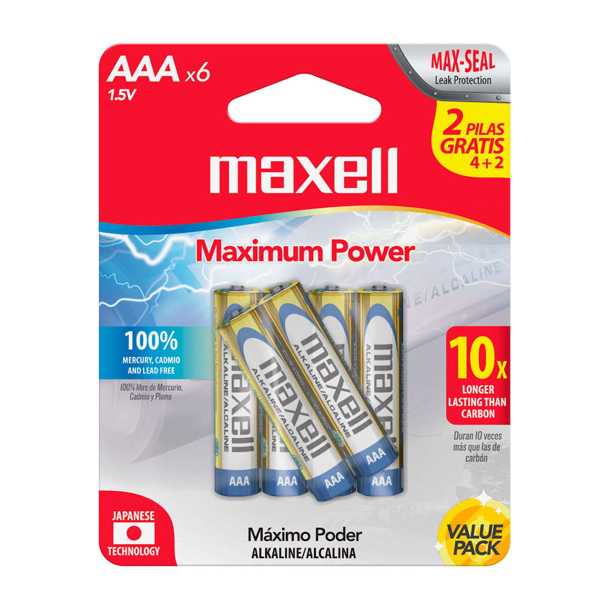 Bateria Alcalina AAA 4+2PK Maxell