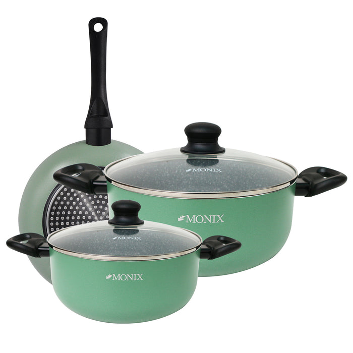 Juego de Ollas Monix Inducción Mármol Verde- 5 Pzs