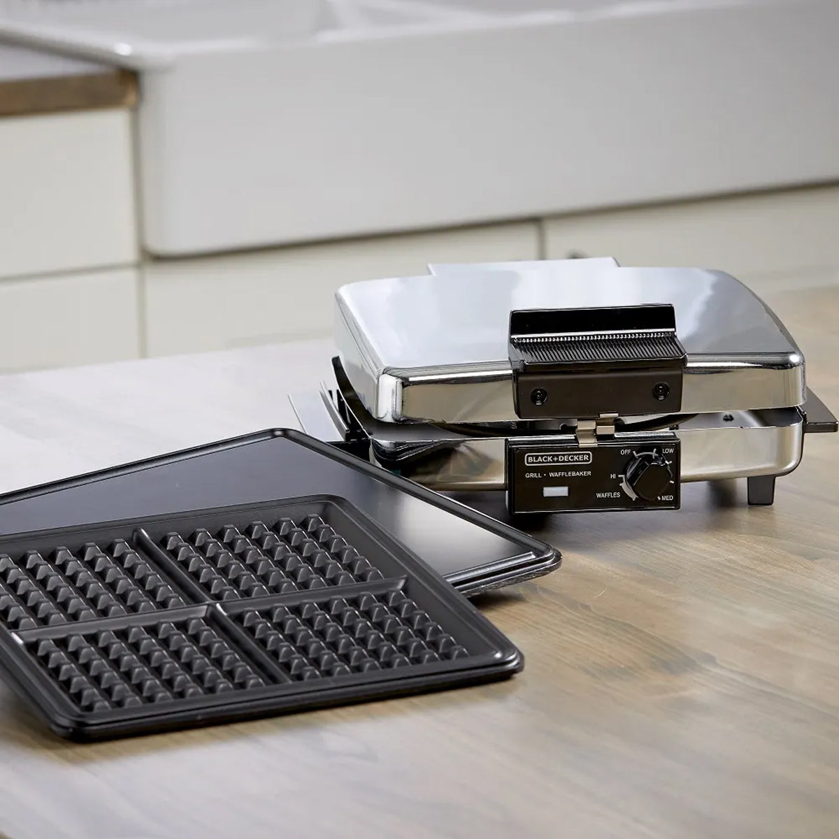 Waflera y Plancha Black + Decker Acero Inoxidable - 3 en 1