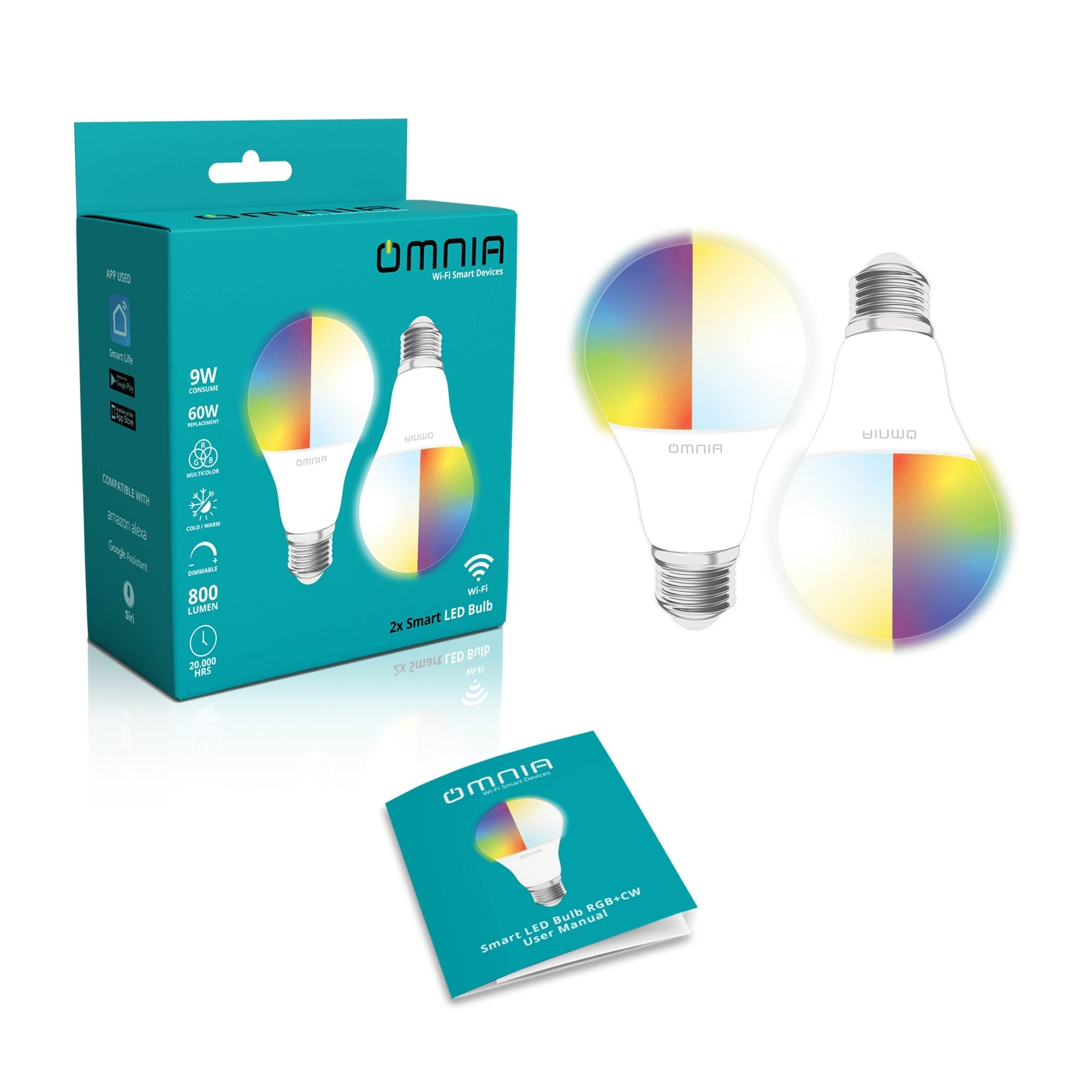 Bombillo LED Omnia  RGB+CW Inteligente WiFi - 2Pack