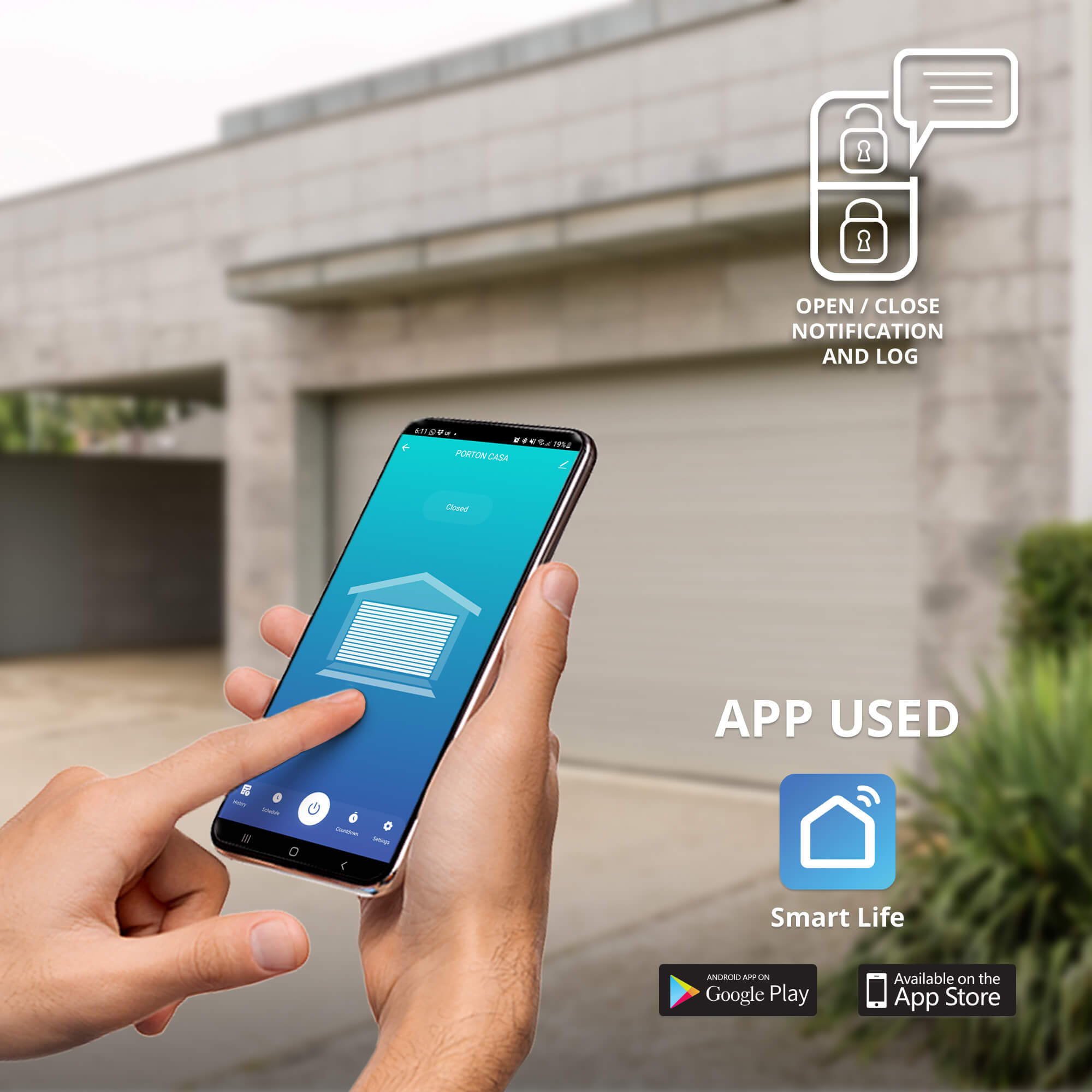 Controlador de puerta de garaje Omnia inteligente WiFi - Kit Completo