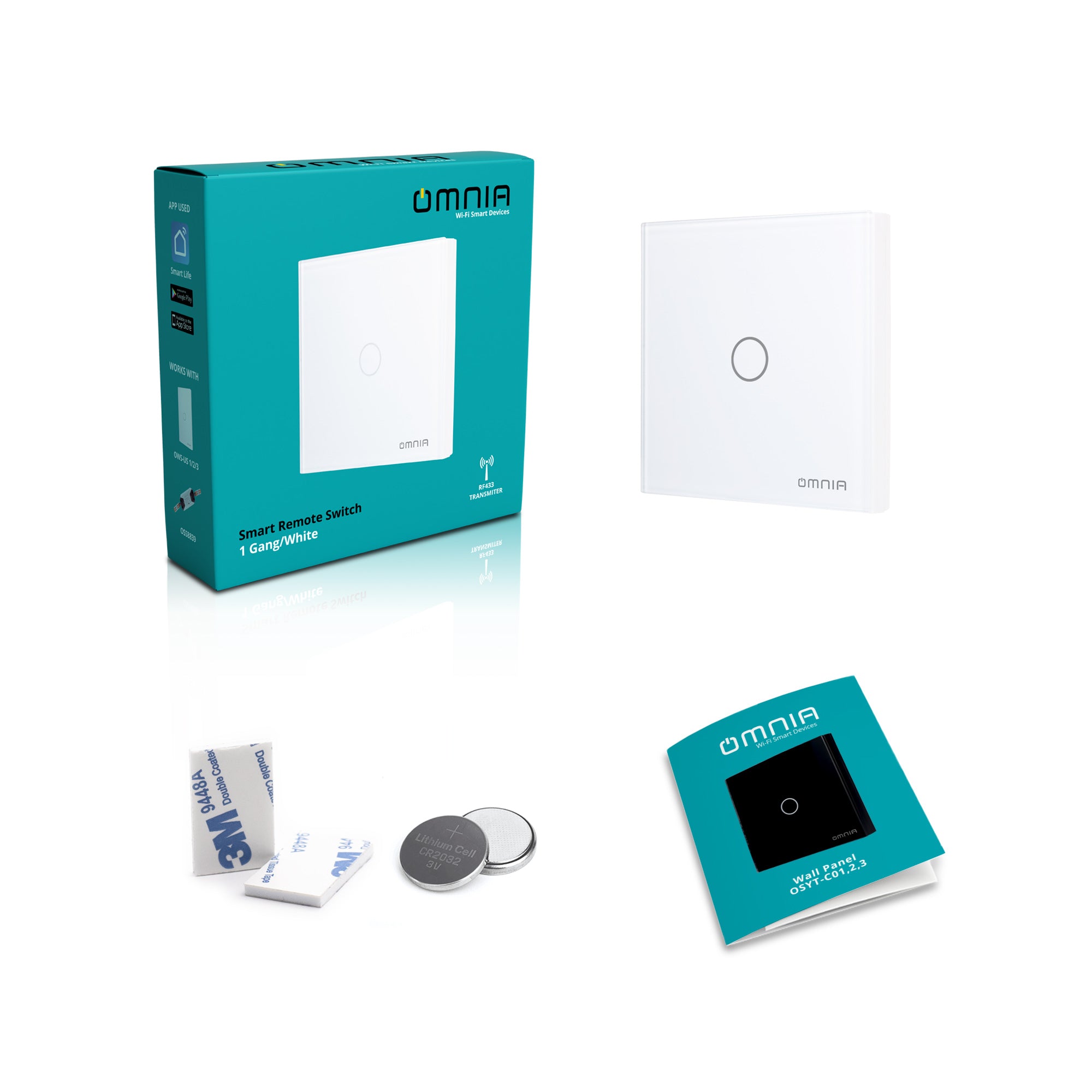 Apagador (Auxiliar) Omnia Inalámbrico RF Blanco - 1 Vía