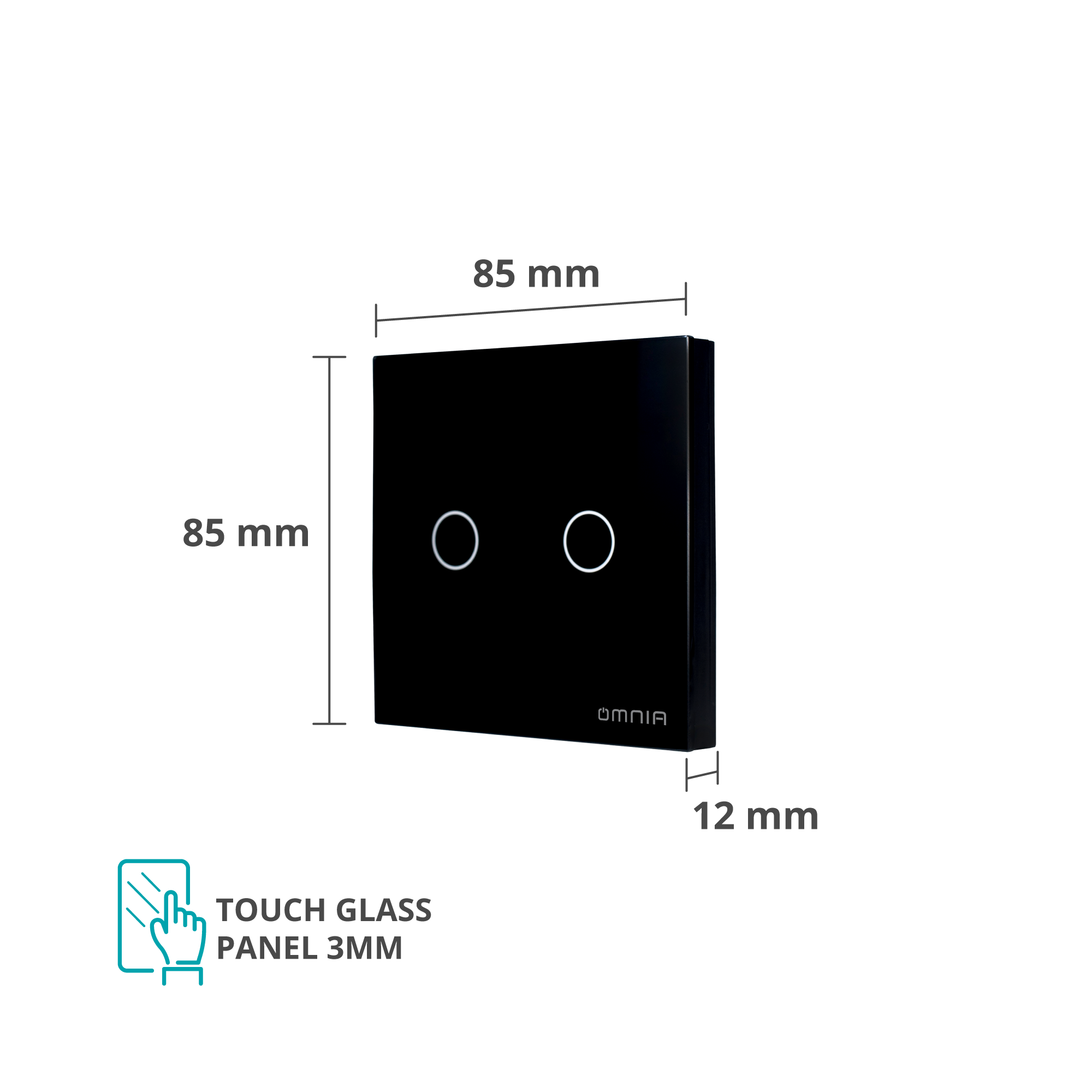 Apagador (Auxiliar) Omnia Inalámbrico RF Negro- 2 Vías
