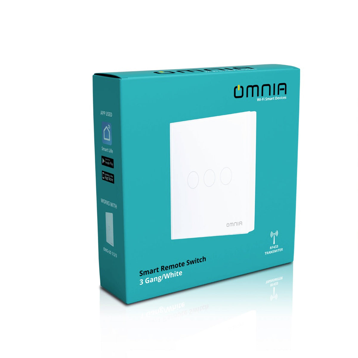 Apagador (Auxiliar) Omnia Inalámbrico RF Blanco- 3 Vías