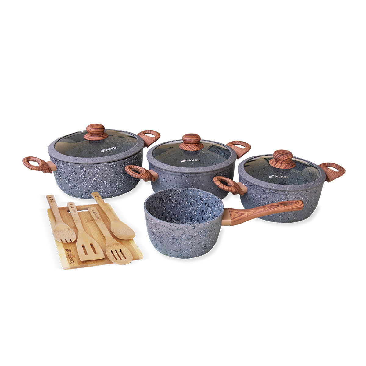 Juego de Ollas Monix Granito Gris - 12 Pzs