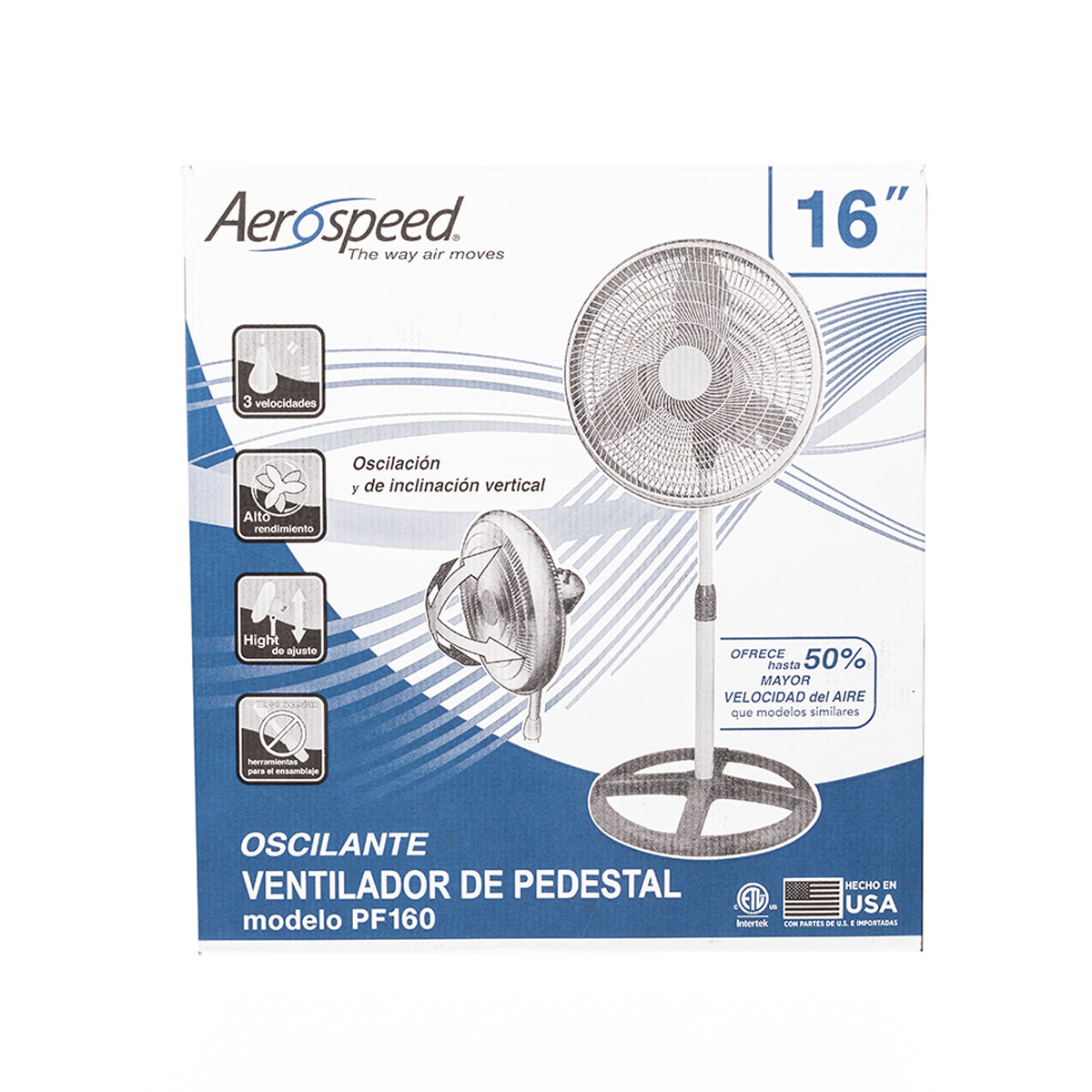 Ventilador de Pedestal Aerospeed Tres Velocidades- 16"