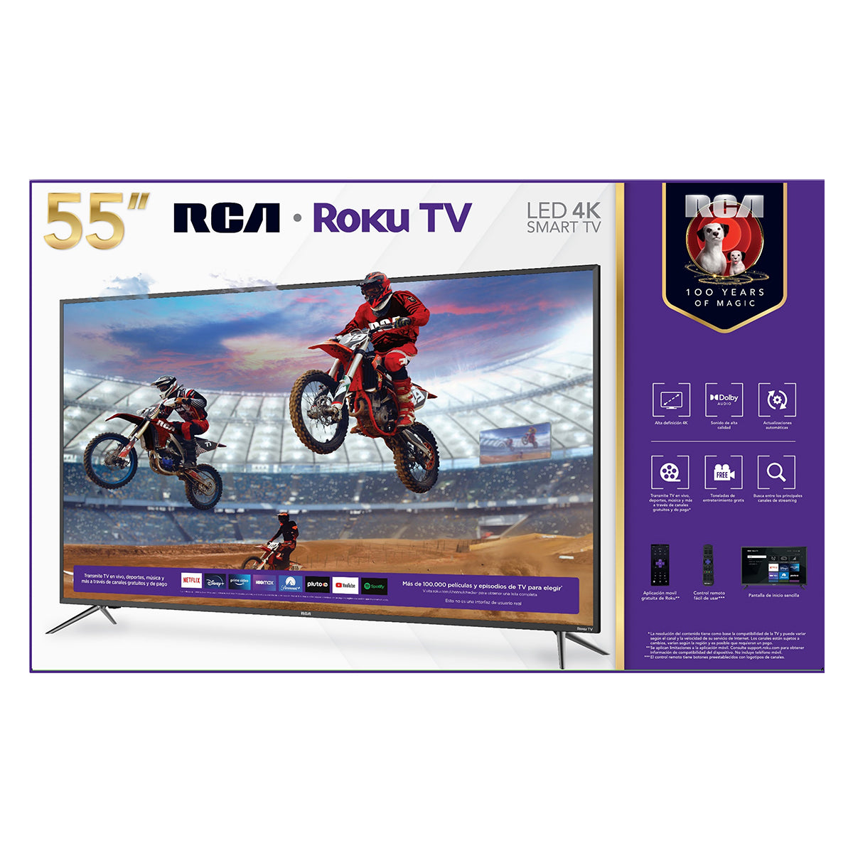 Pantalla RCA LED Smart 4K Roku integrado- 55″