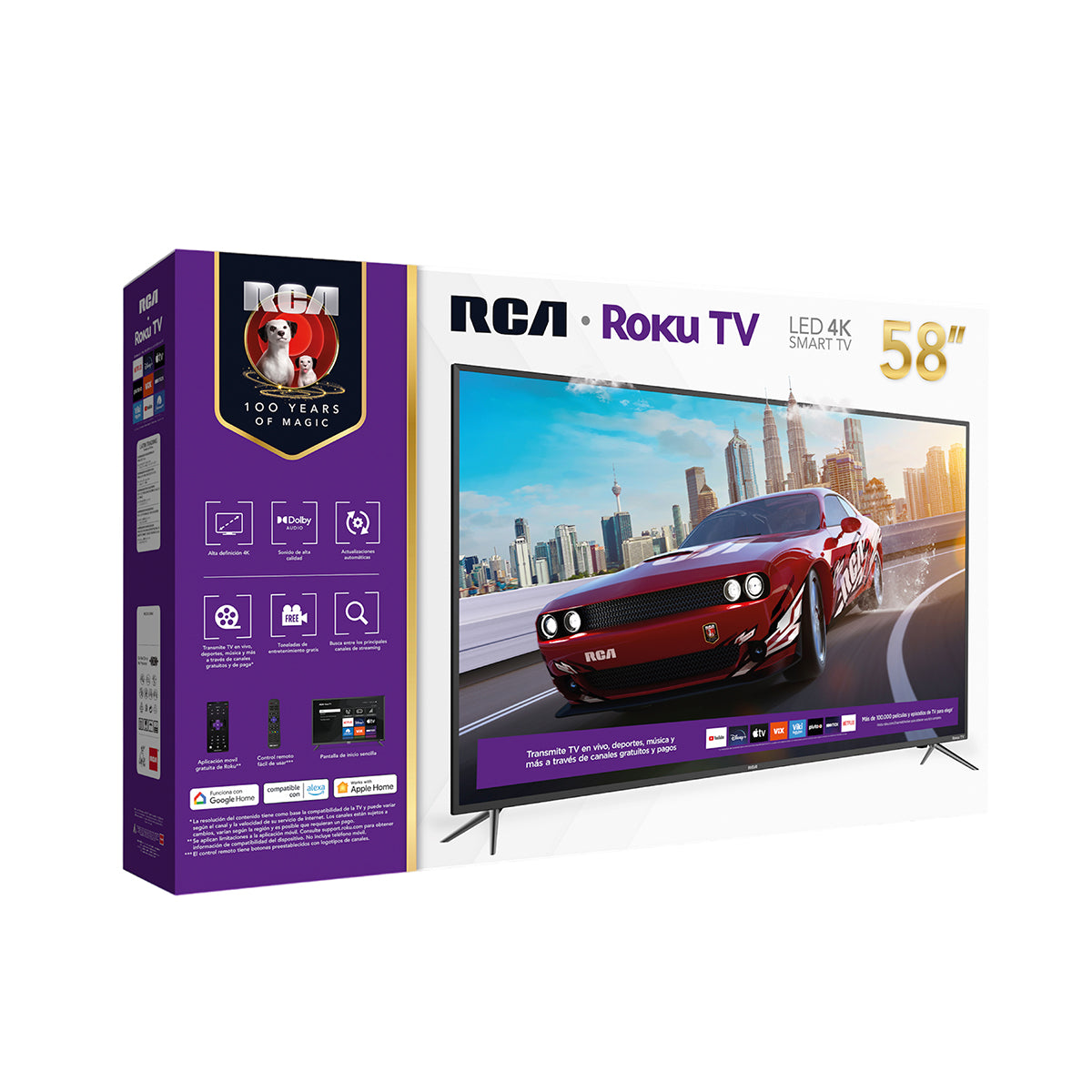Pantalla RCA LED Smart 4K Roku integrado- 58″