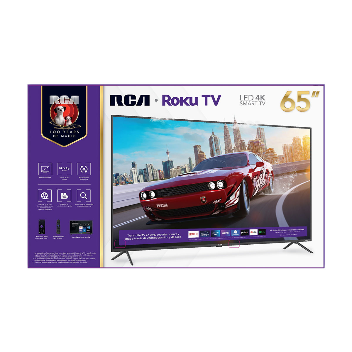 Pantalla RCA LED Smart 4K Roku integrado- 65″