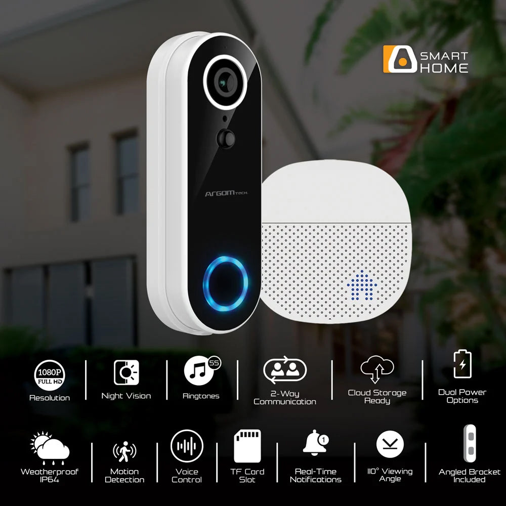 Camara Inteligente y Timbre Argom  WiFi Batería FHD - 1080p
