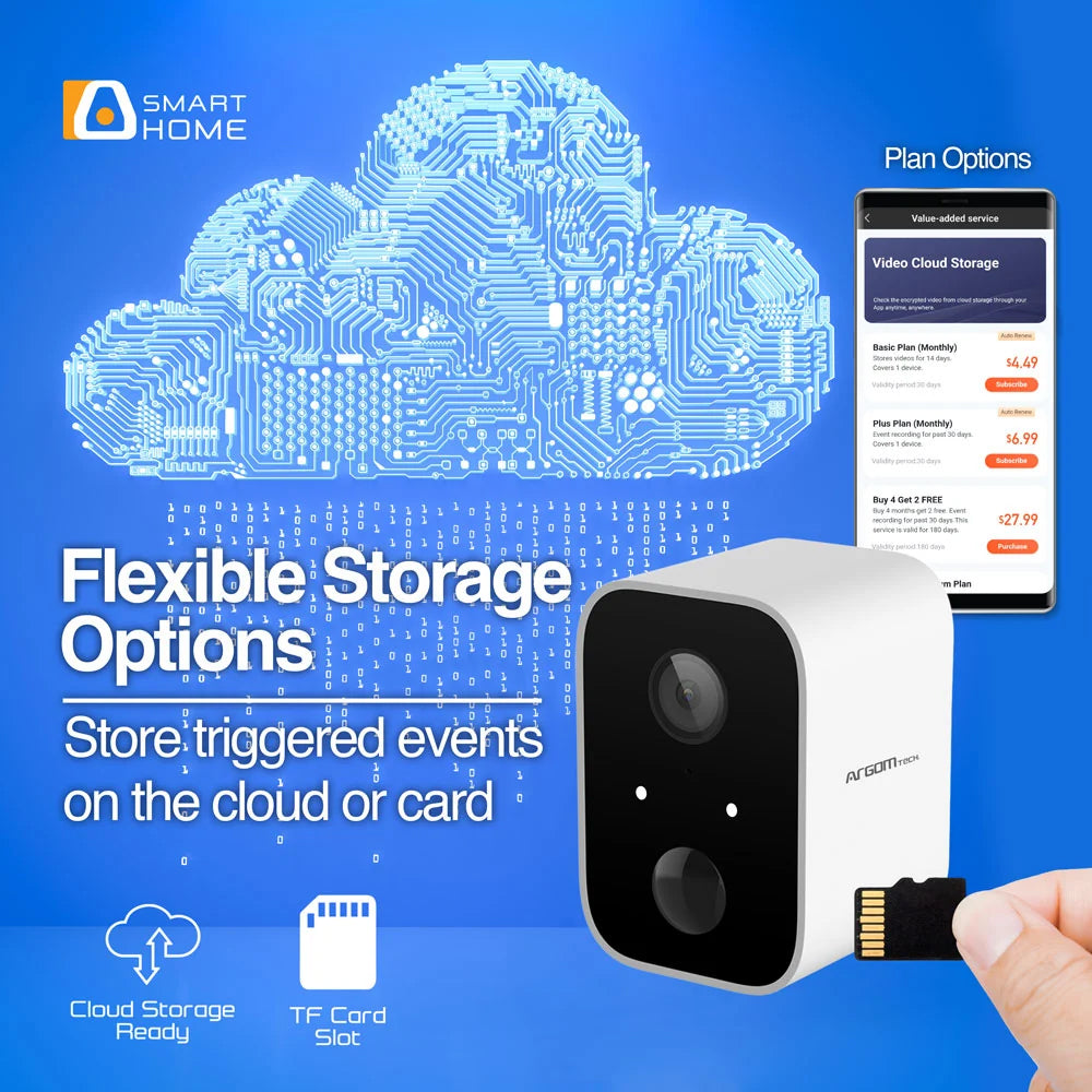 Camara Inteligente Argom  WiFi Batería  Interiores y Exteriores - 1080p