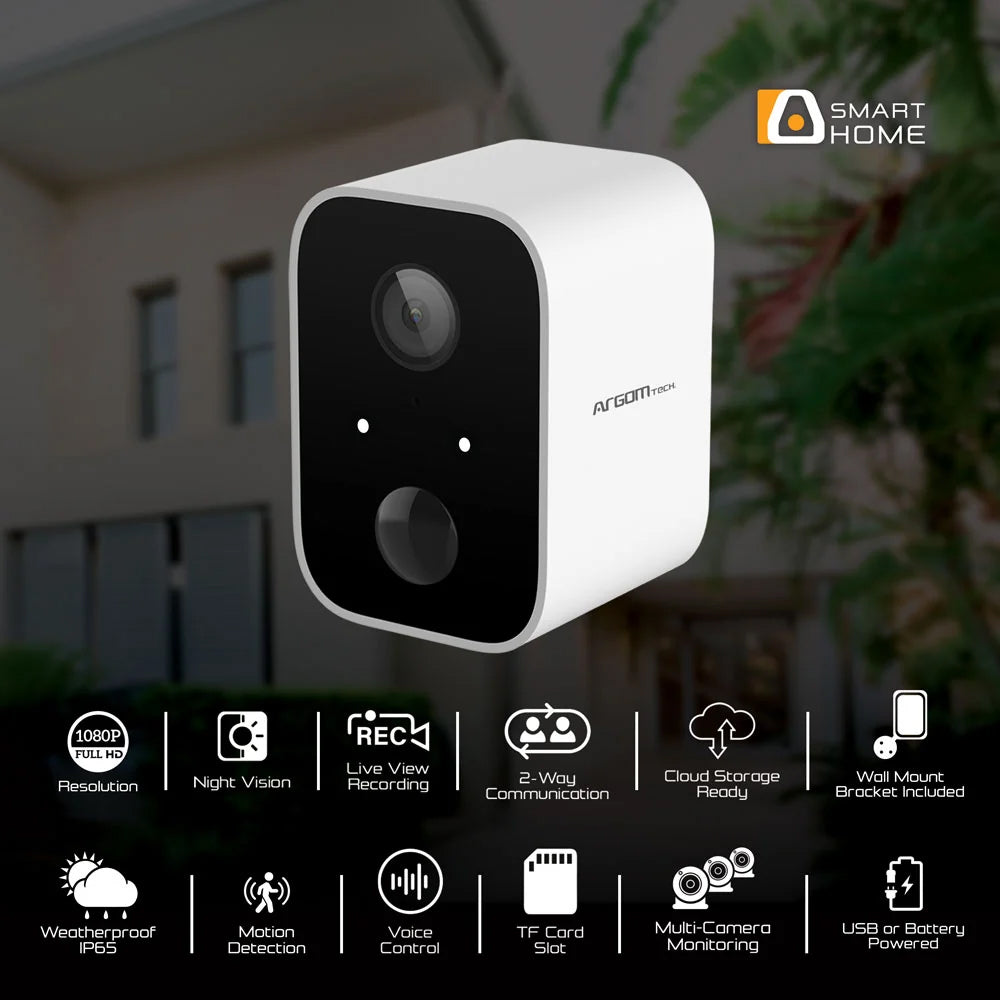 Camara Inteligente Argom  WiFi Batería  Interiores y Exteriores - 1080p