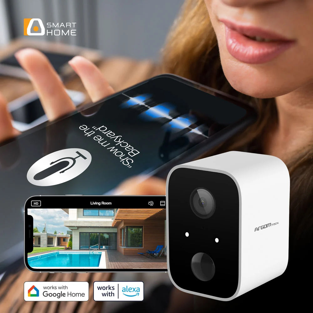 Camara Inteligente Argom  WiFi Batería  Interiores y Exteriores - 1080p