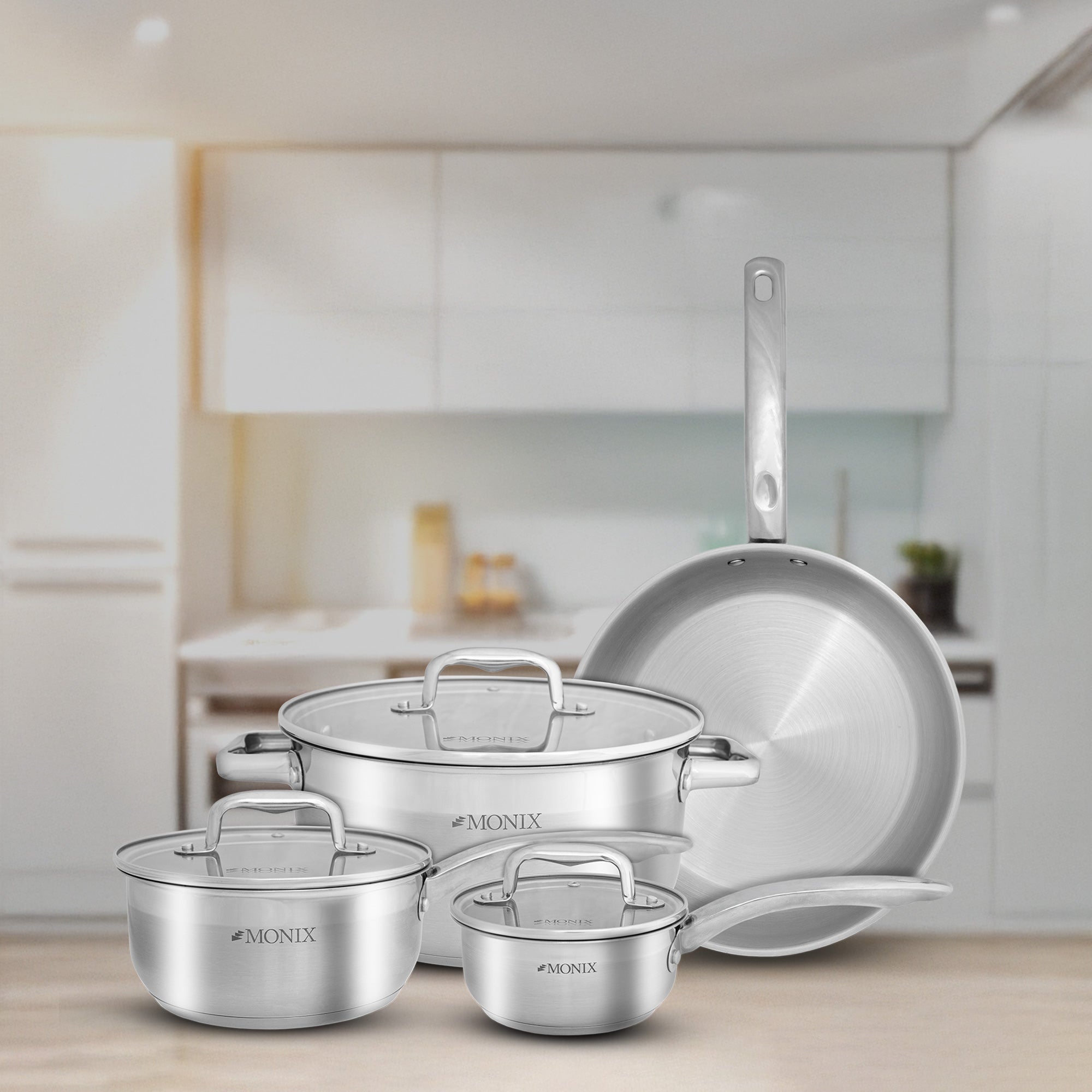 Juego de Ollas Monix Acero inoxidable Steel Master -7 pzs