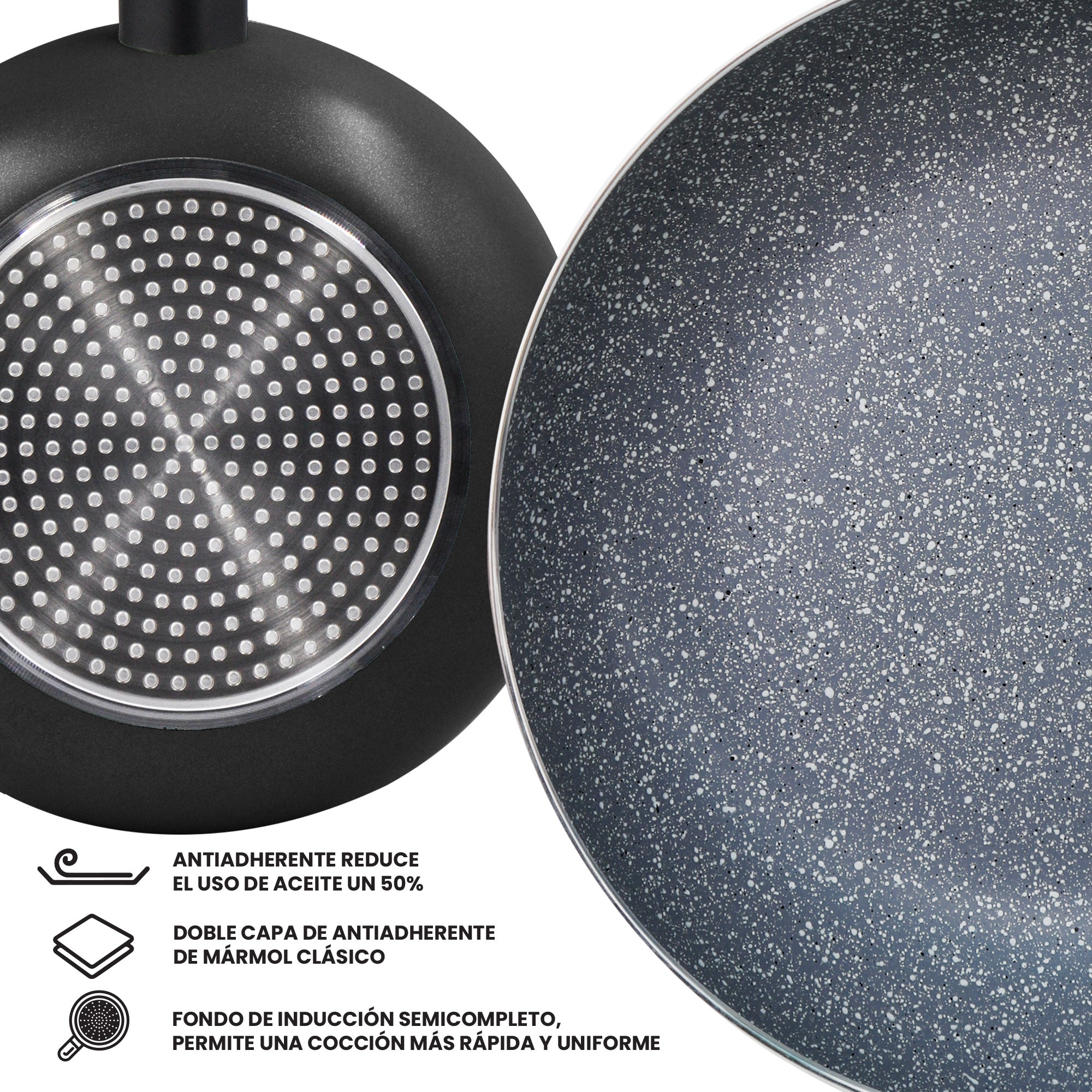 Sartén Monix Inducción Clásica Mármol Negro- 28 cm