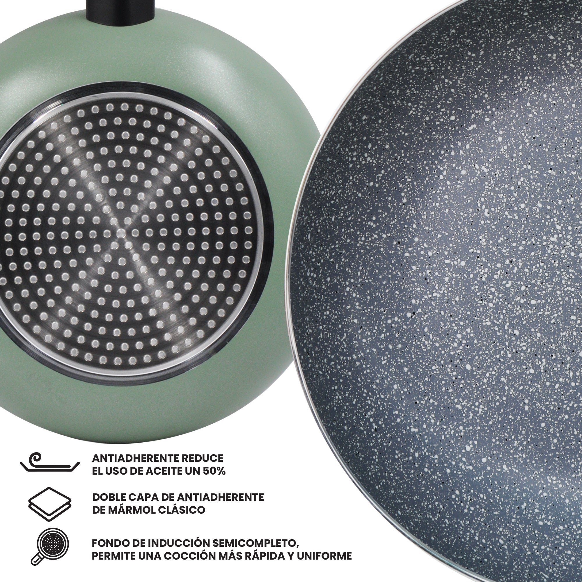 Sartén Monix Inducción Clásica Mármol Verde-28cm