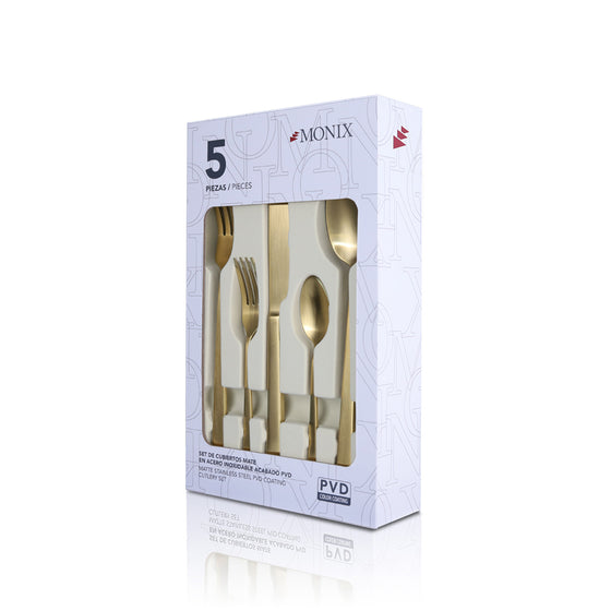 Set de Cubiertos Monix Acero Inoxidable Dorado- 5 pzs