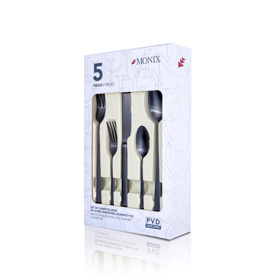 Set de Cubiertos Monix Acero Inoxidable Negro- 5 pzs