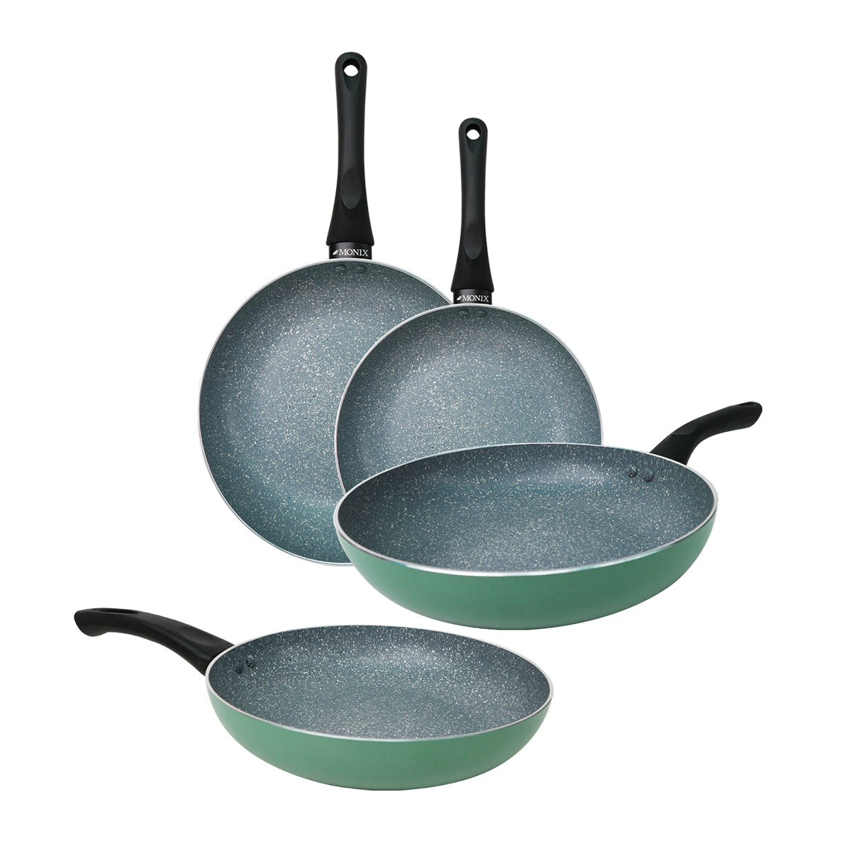 Set de Sartenes Monix Inducción Clásica Mármol Verde -4pzs