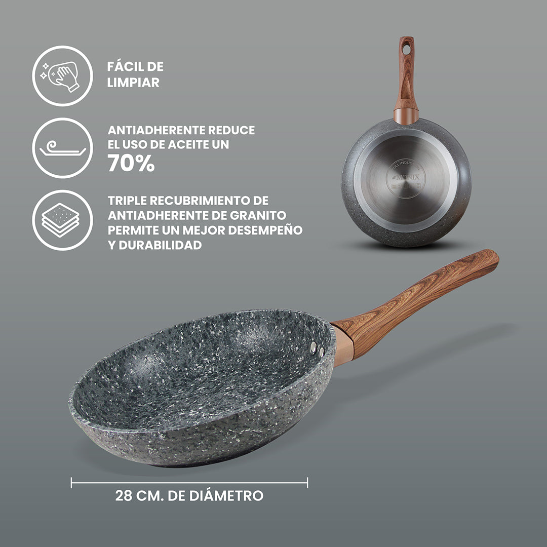 Sartén Monix Granito Gris - 28 cm