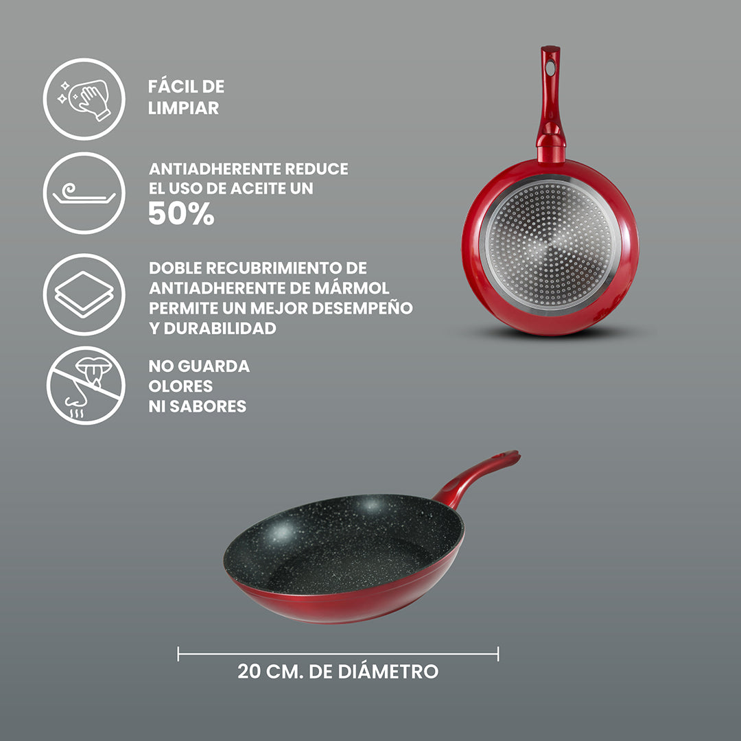 Sartén  Monix Mármol Rojo- 20 cm