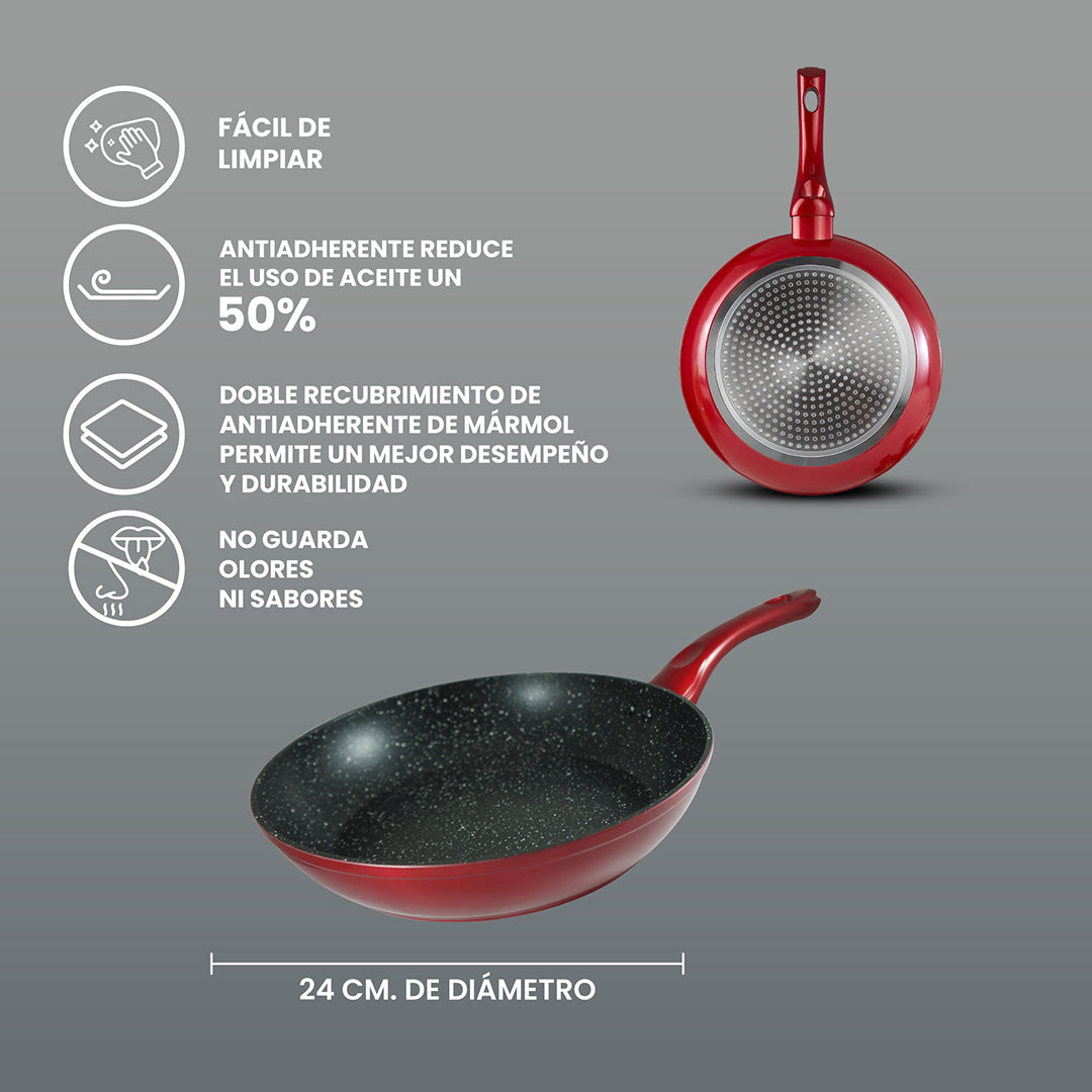 Sartén  Monix Mármol Rojo- 24 cm