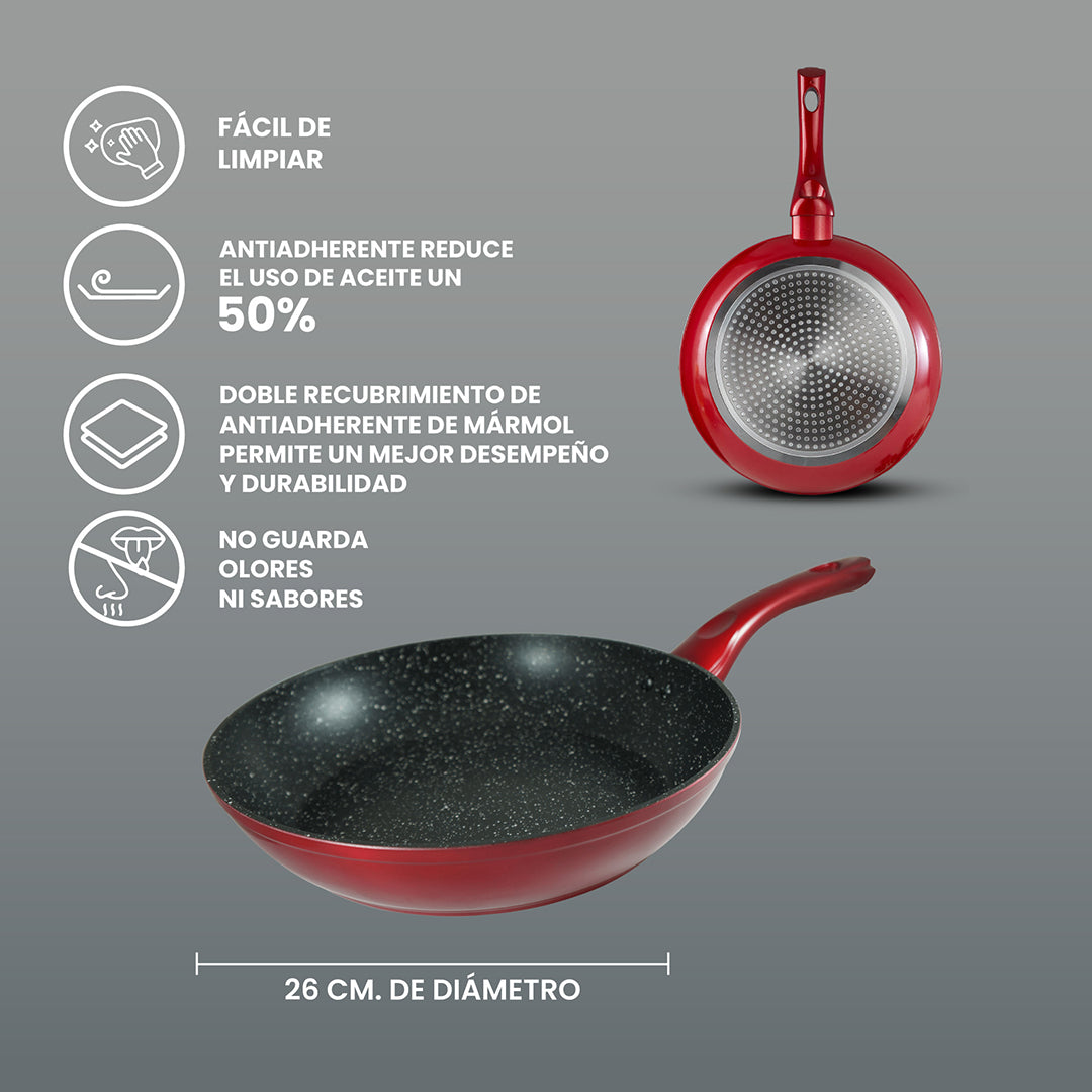 Sartén  Monix Mármol Rojo- 26 cm