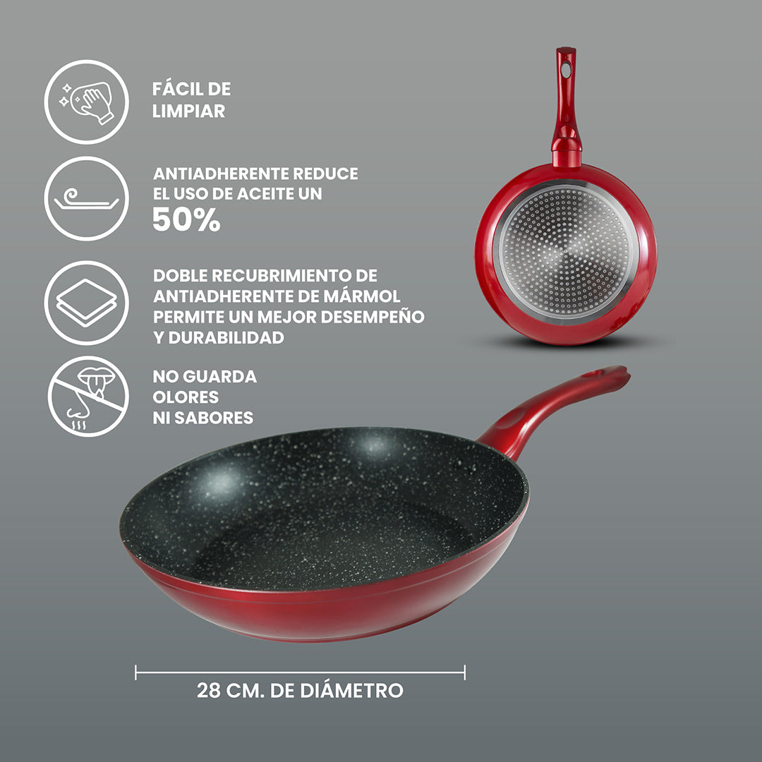 Sartén  Monix Mármol Rojo- 28 cm
