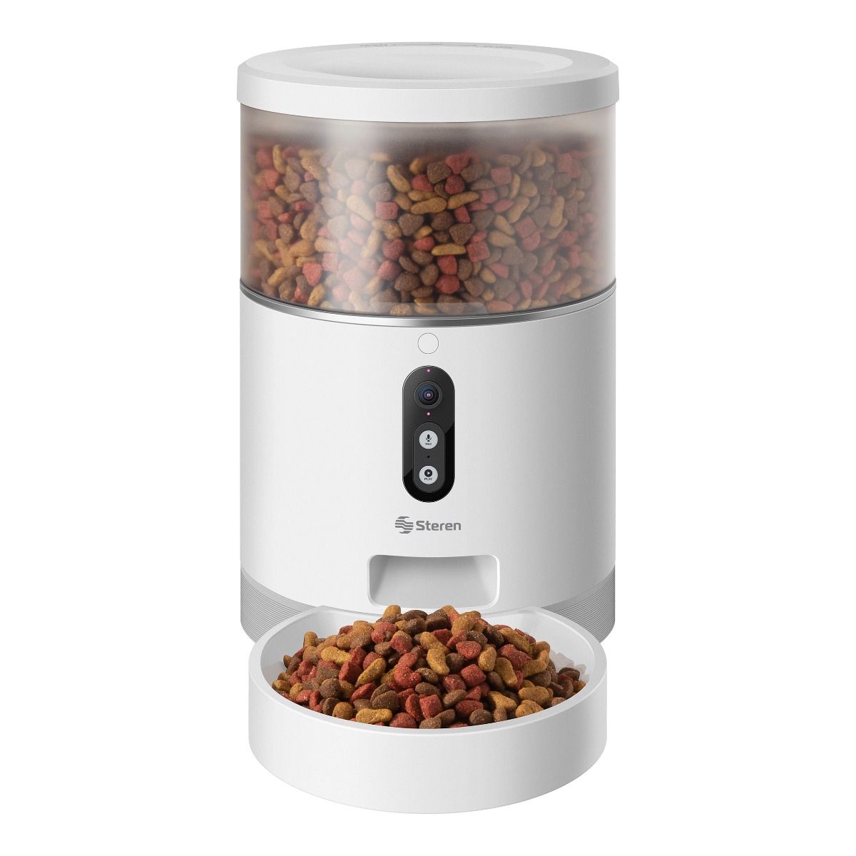 Dispensador Wi-Fi de alimento para mascotas Steren Cámara FHD Grabador de voz-4L