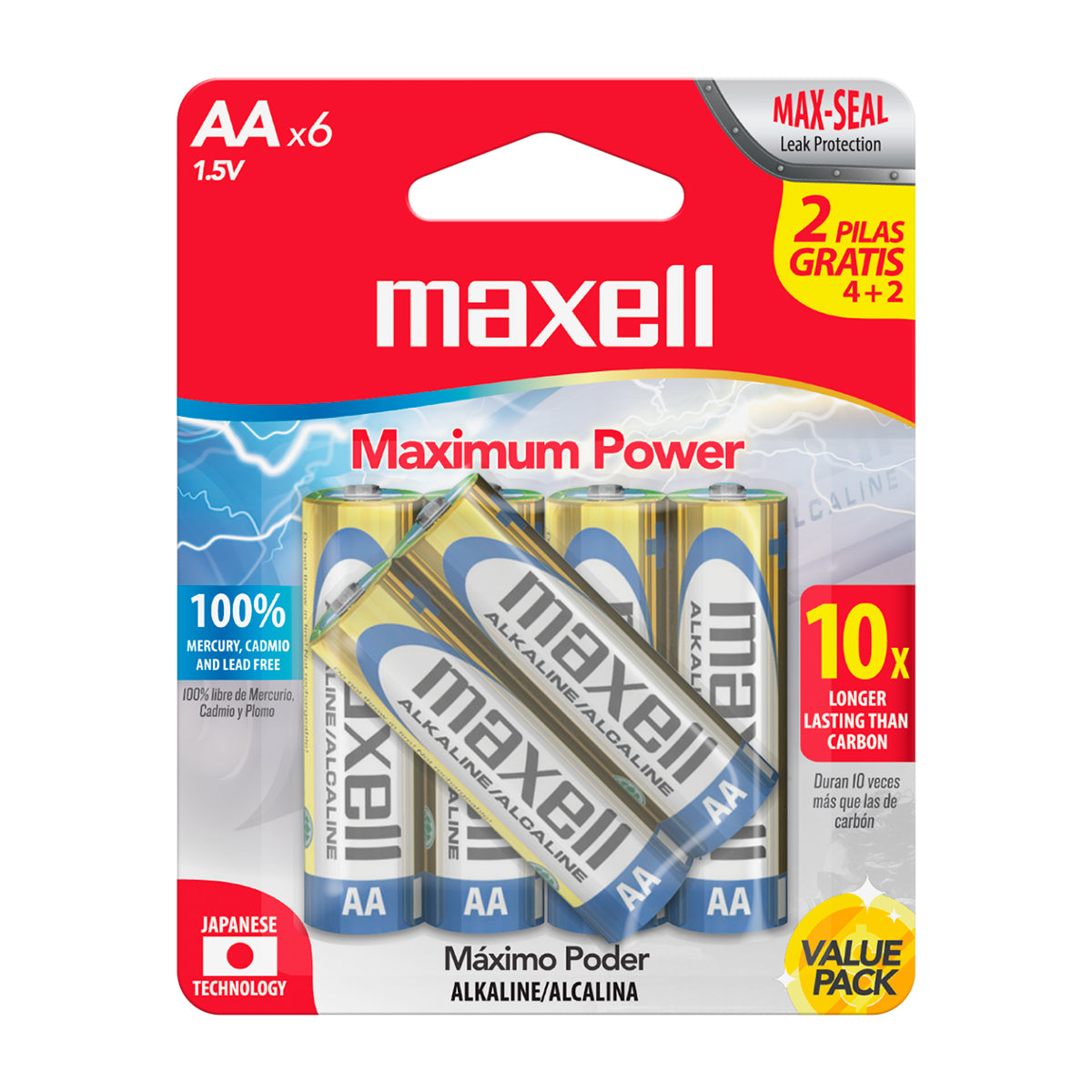 Batería Alcalina AA 4+2PK. Maxell