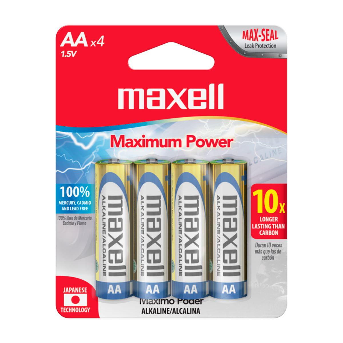 Batería Alcalina AA 4PK.  Maxell