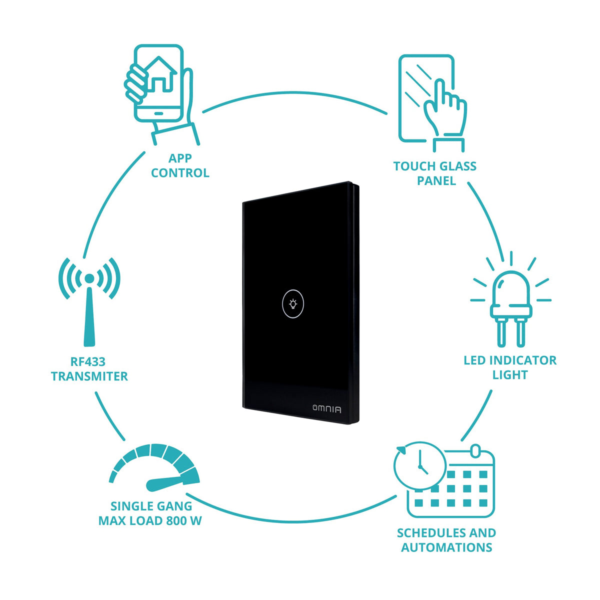 Apagador Inteligente Omnia híbrido WiFi/RF 1 Vía - Image 5