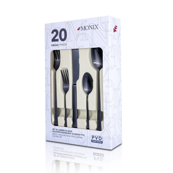Set de Cubiertos Monix Acero Inoxidable Negro Mate