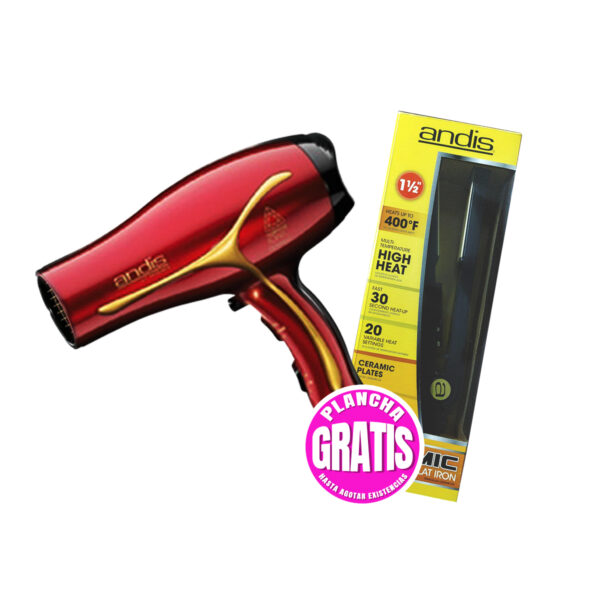 Secadora de cabello Andis Ionic Ceramic + Plancha  GRATIS